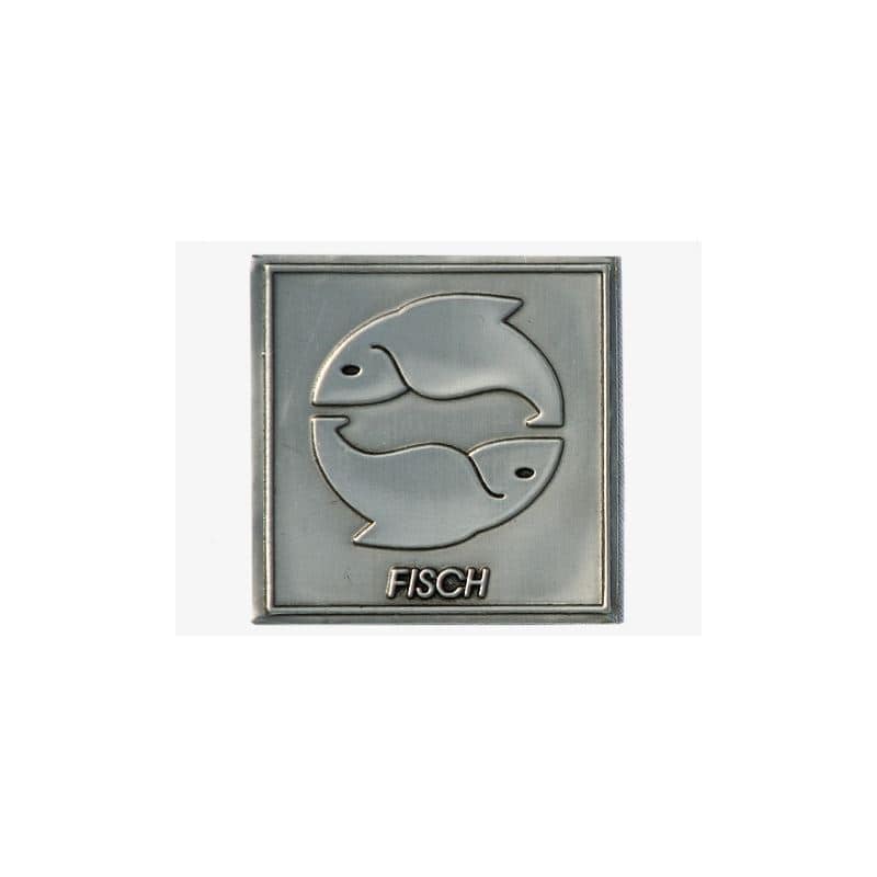Pewter tag 'Pisces', square, metal, silver