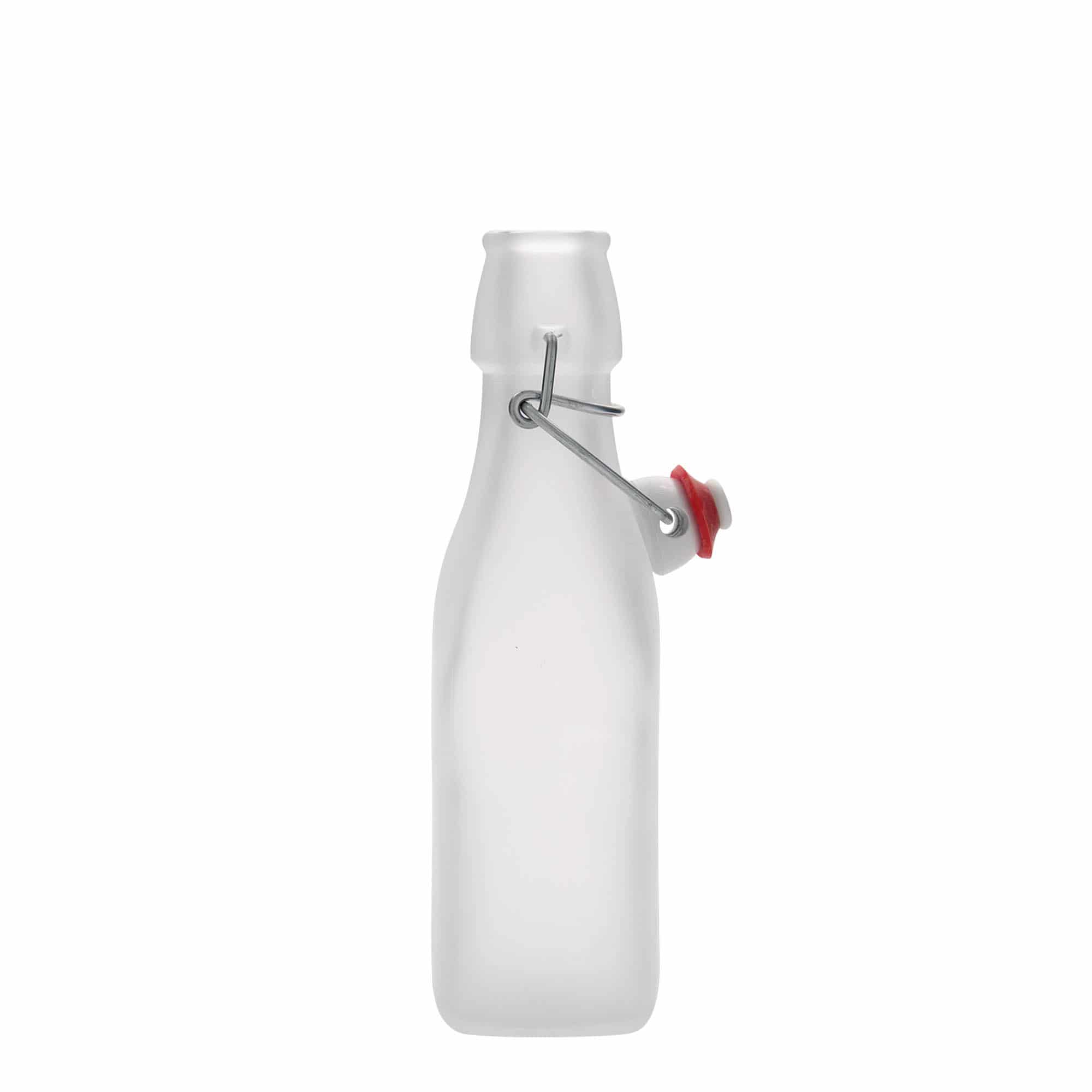 250 ml glass bottle 'Swing', square, white, closure: swing top