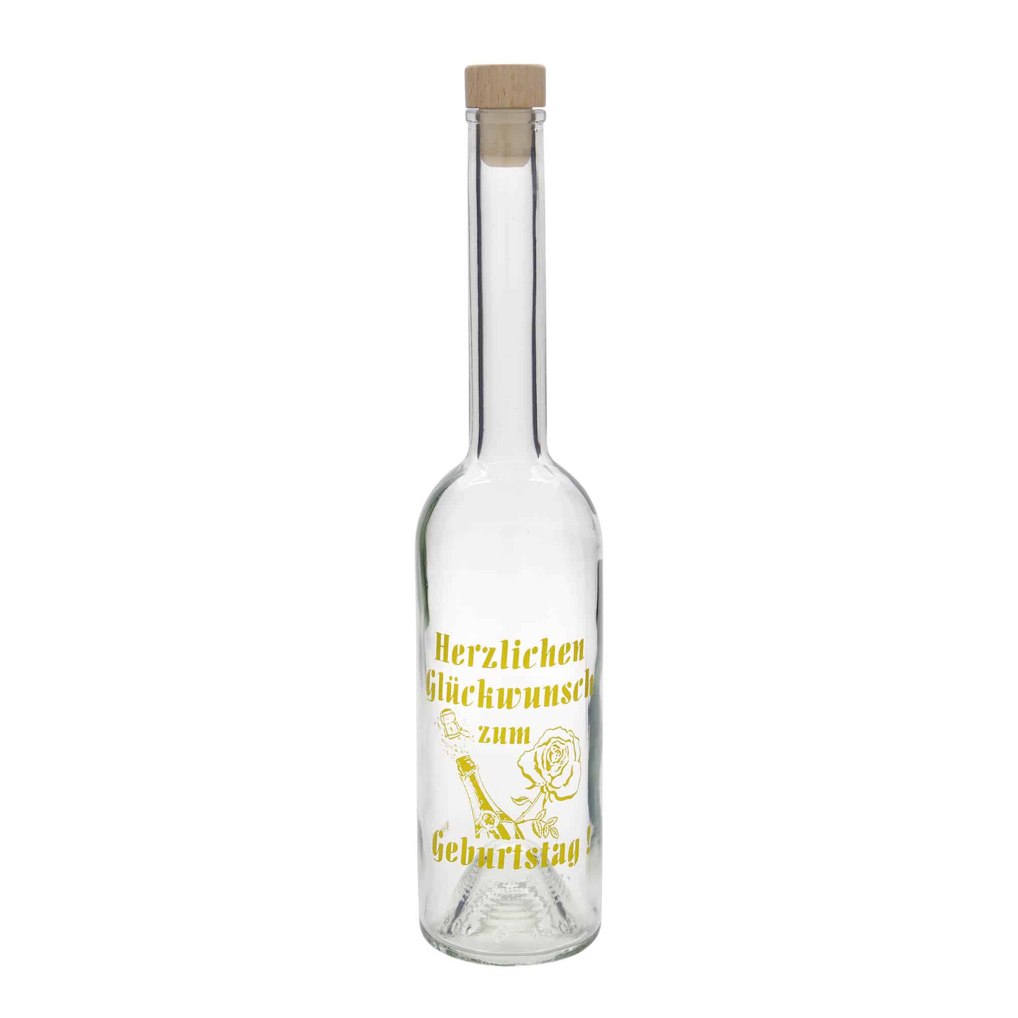 500 ml glass bottle 'Opera', print: birthday bottle, closure: cork