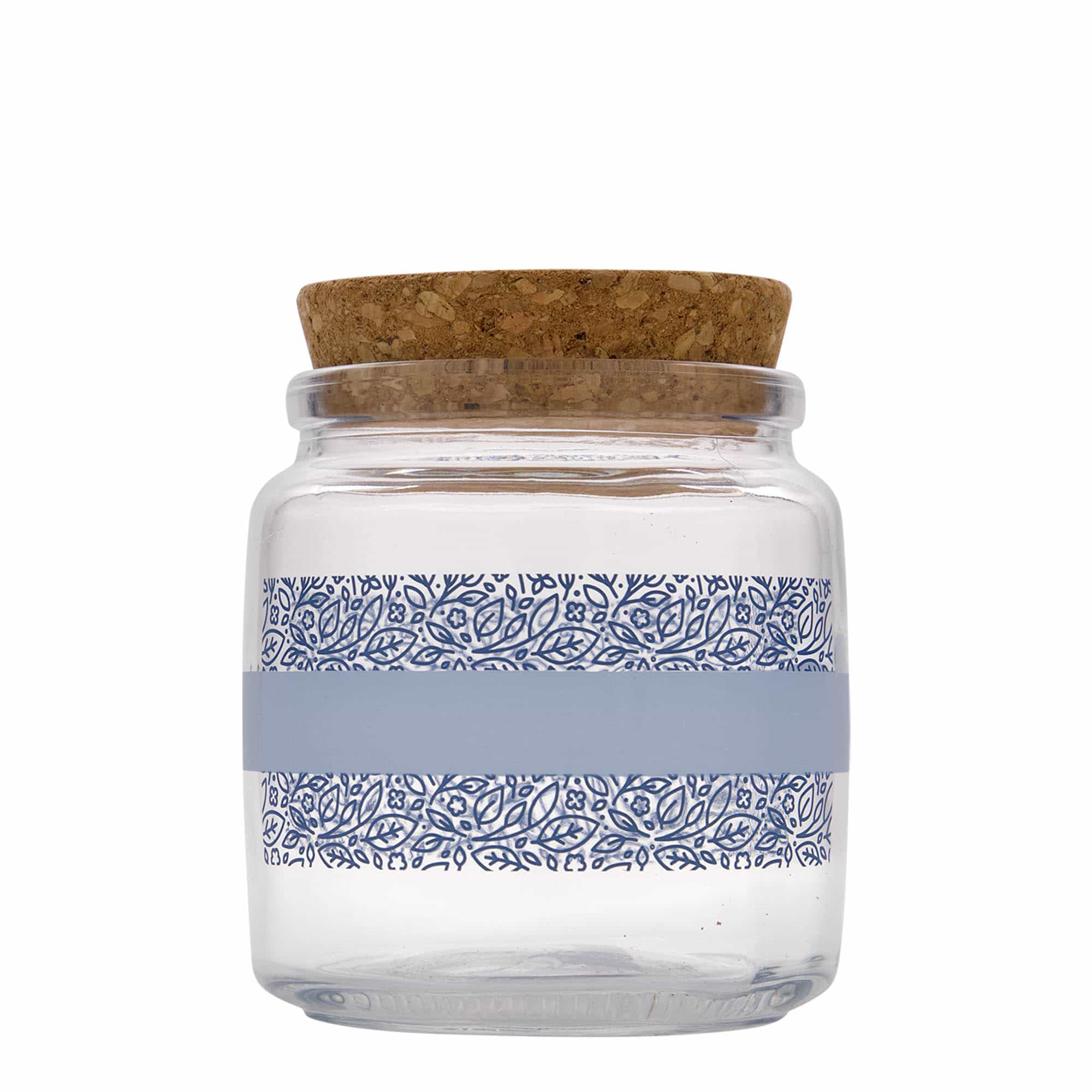 750 ml cork top jar 'Giara', print: naturalmente blu, closure: cork