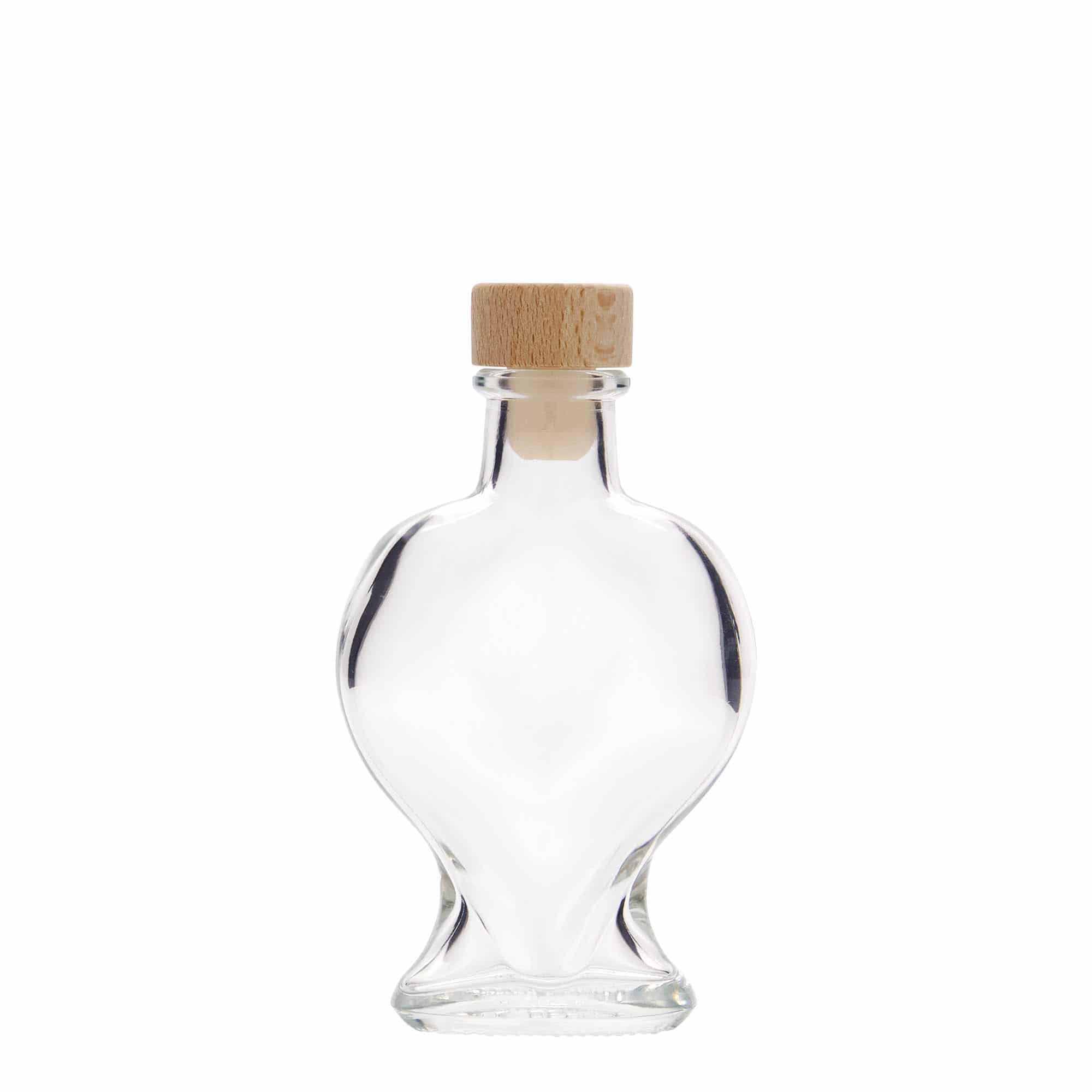 100 ml glass bottle 'Heart', closure: cork