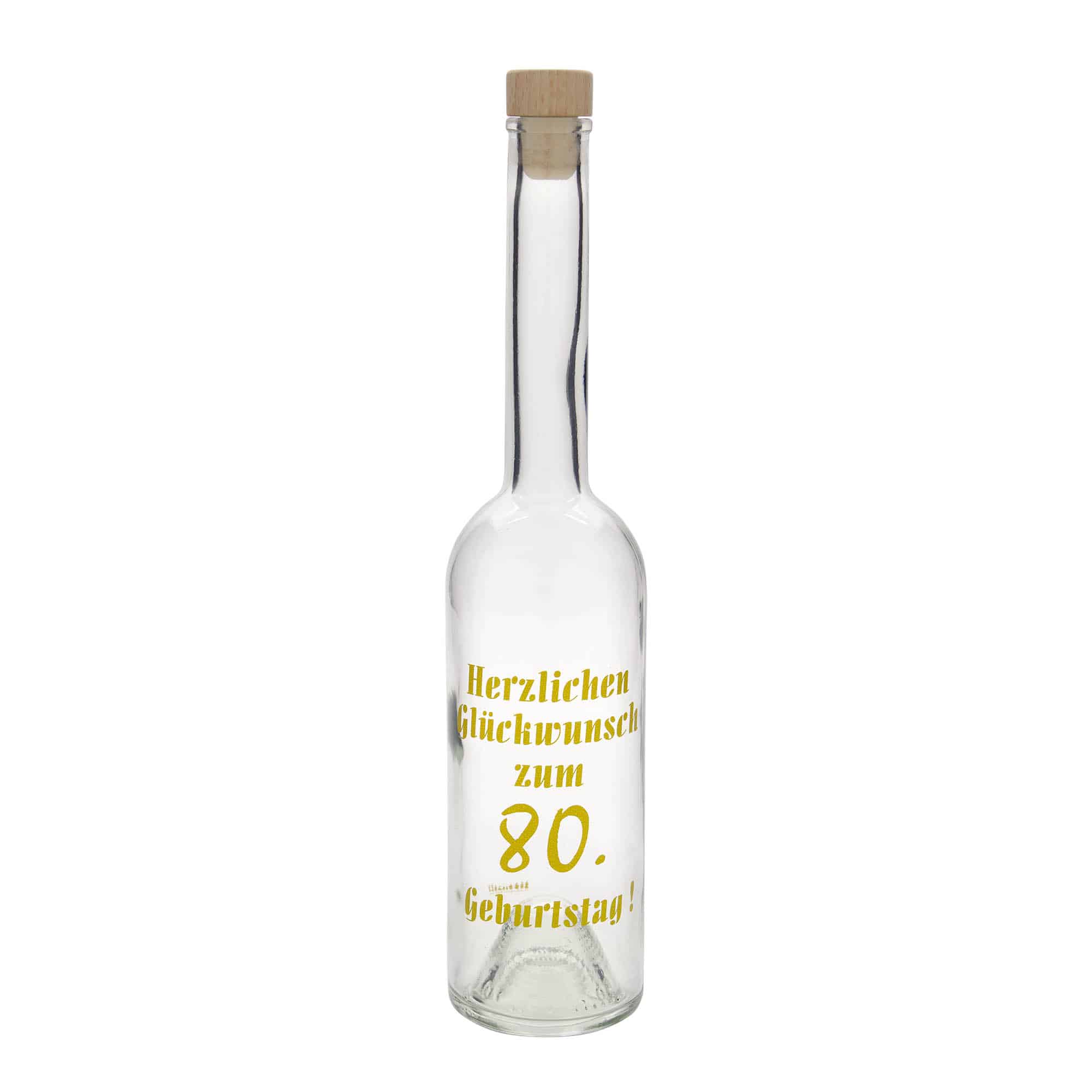 500 ml glass bottle 'Opera', print: 80 years, closure: cork