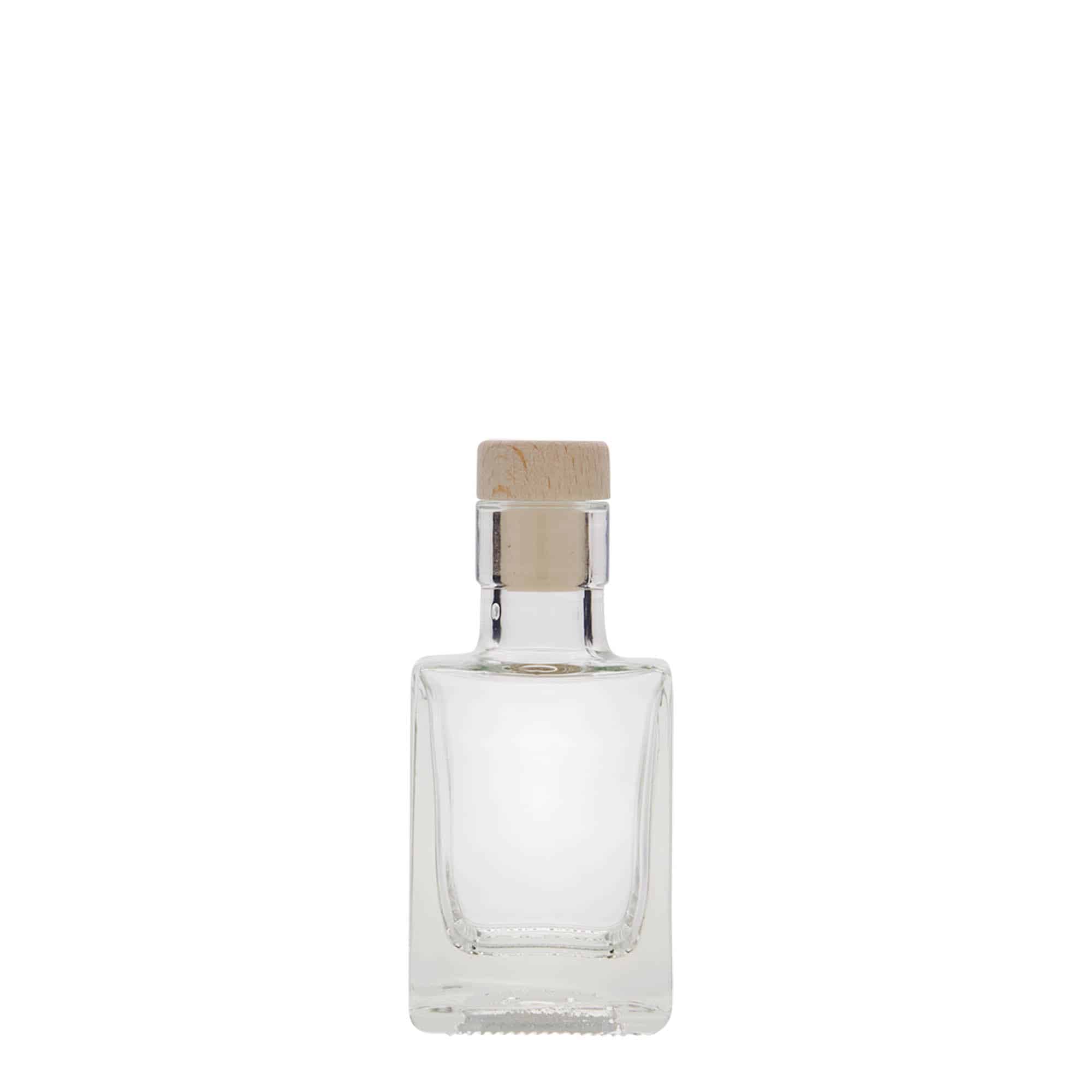 50 ml glass bottle 'Cube', square, closure: cork