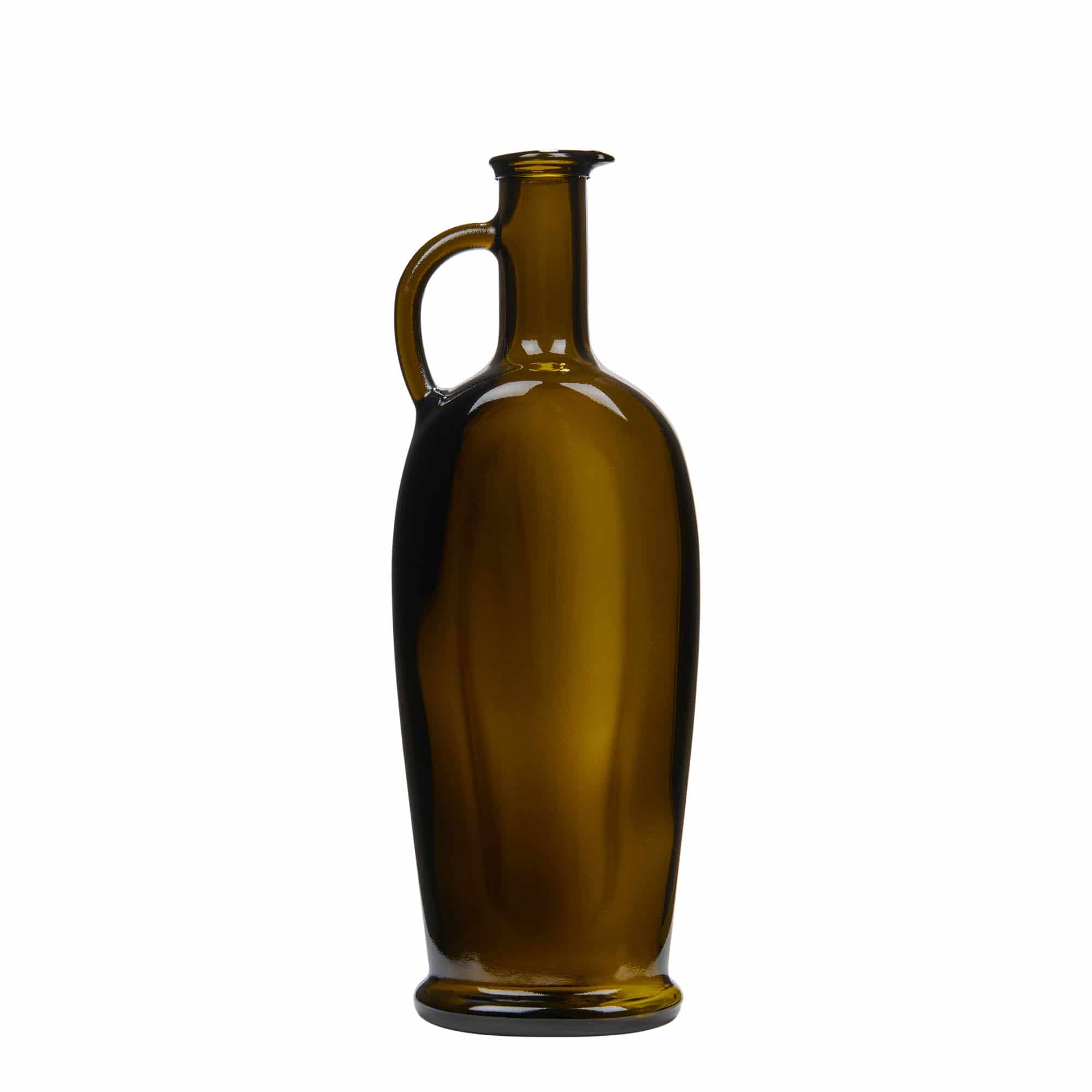 500 ml glass bottle 'Eleganta', oval, antique green, closure: cork