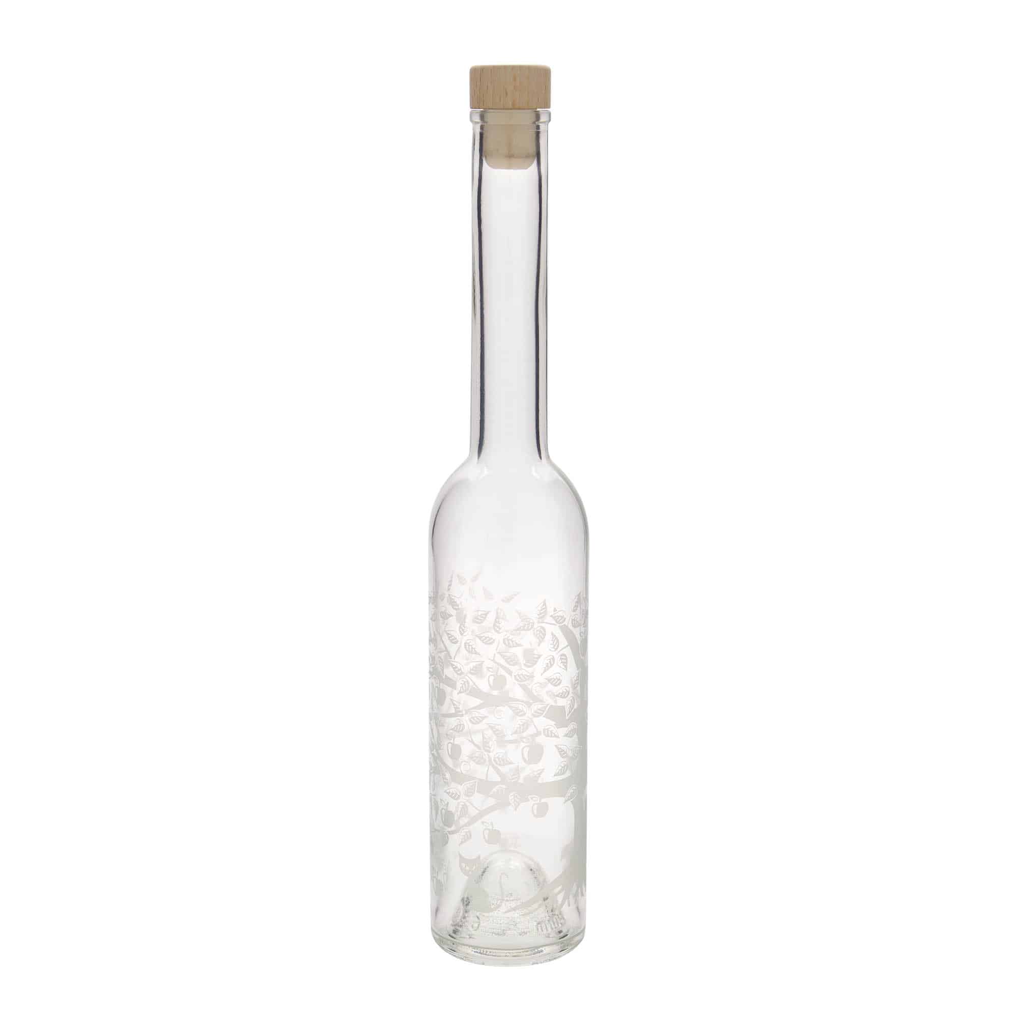 350 ml glass bottle 'Opera', print: apple tree, closure: cork