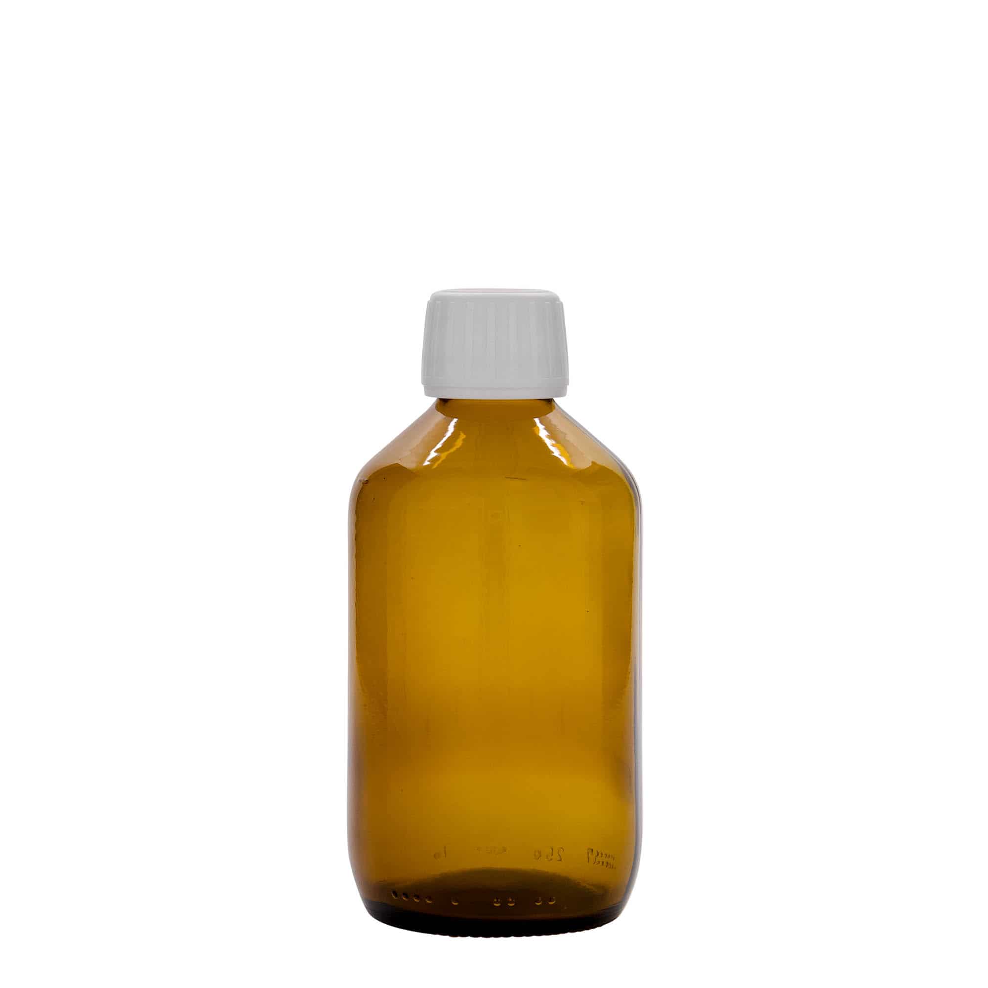 250 ml medicine bottle, brown, glass, closure: PP 28