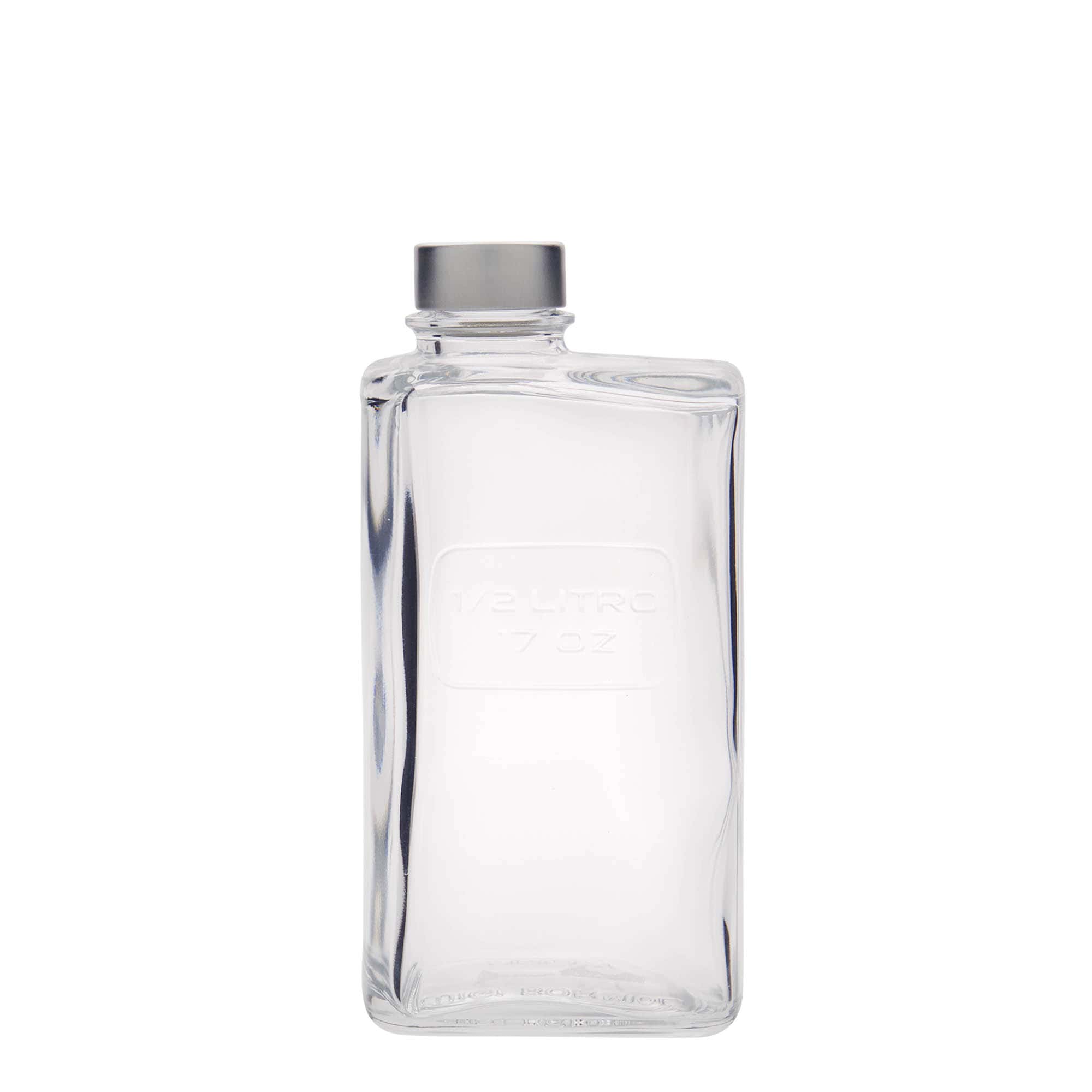 500 ml glass bottle 'Optima Lattina', rectangular, closure: screw cap