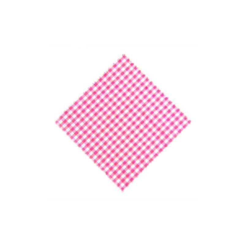 Checked fabric jar cover 15x15, square, textile, pink, for opening: TO58-TO82