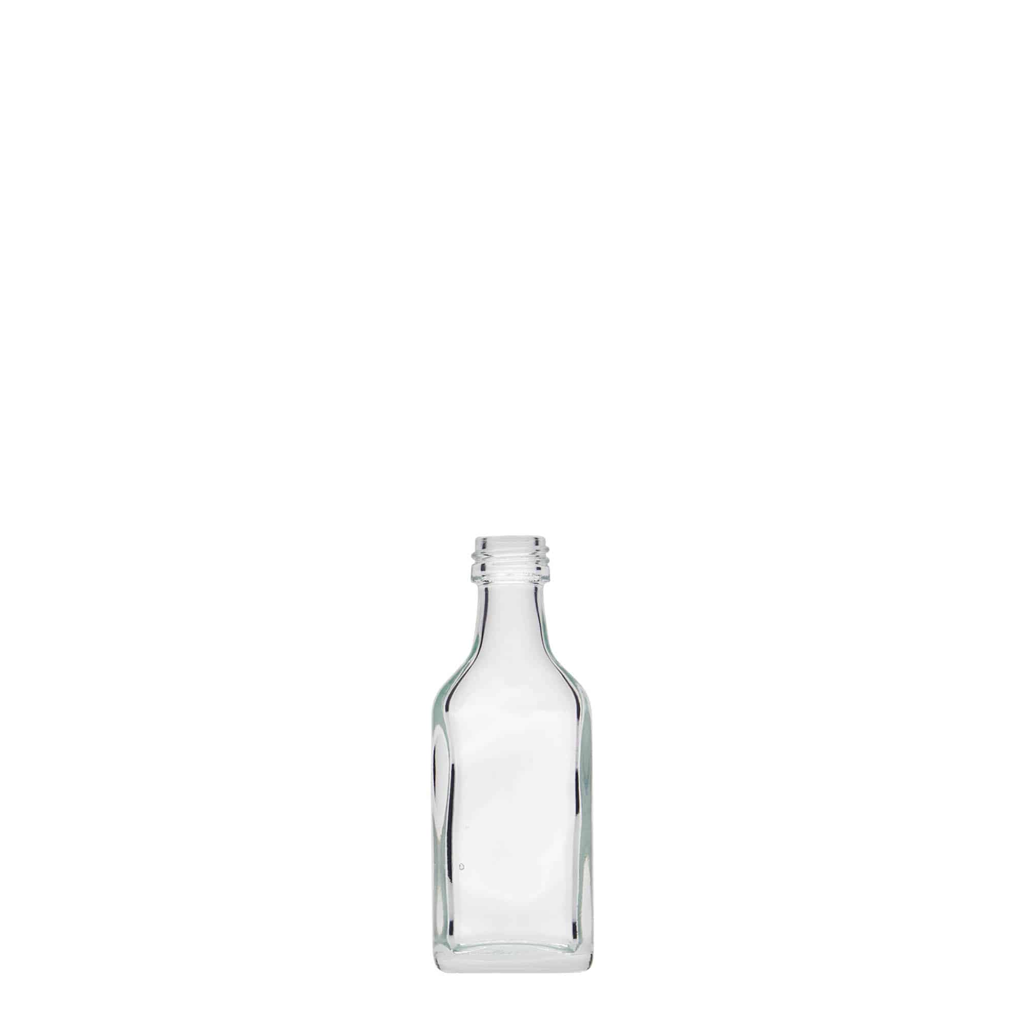 20 ml pocket flask bottle, rectangular, glass, closure: PP 18