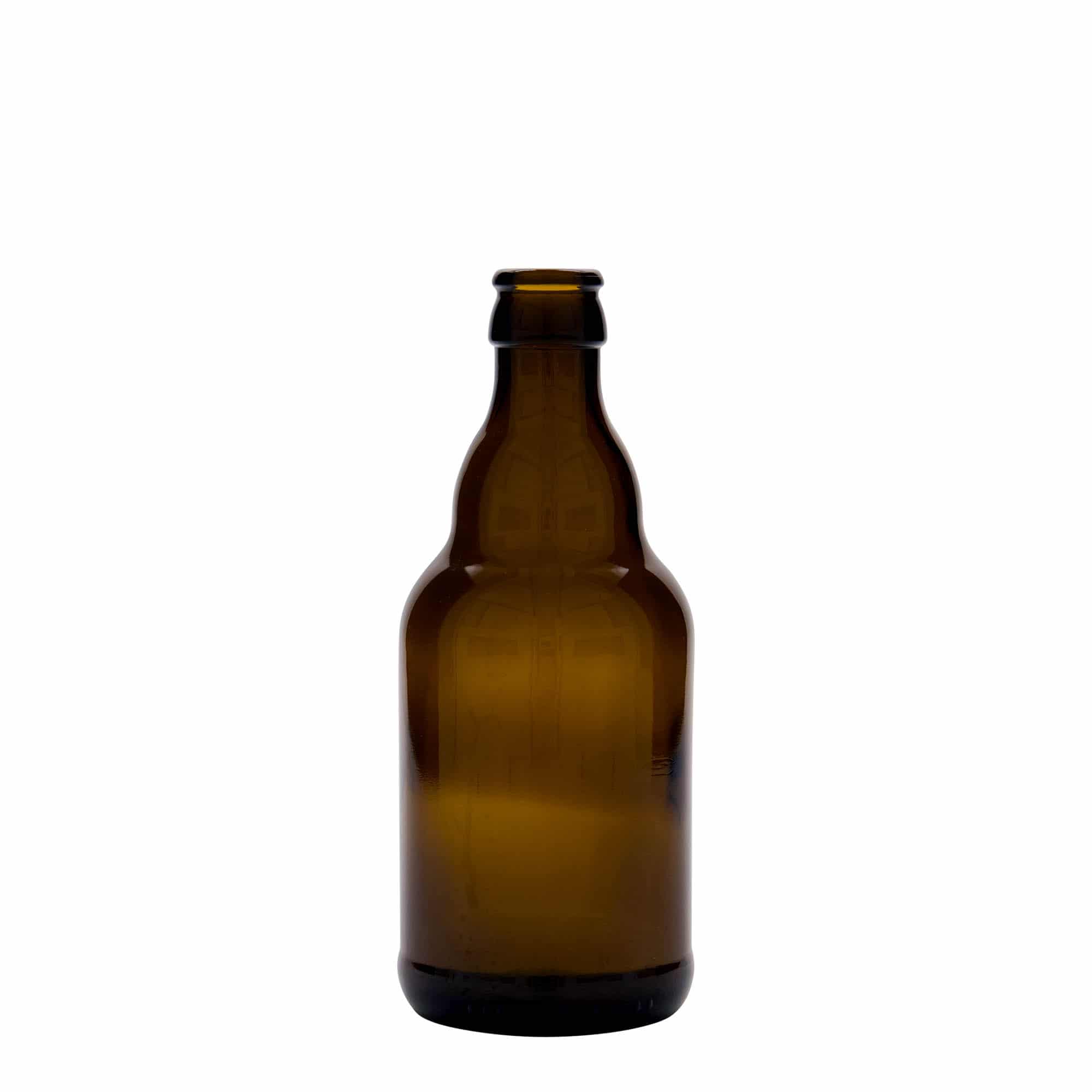 330 ml beer bottle 'Steinie', glass, brown, closure: crown caps