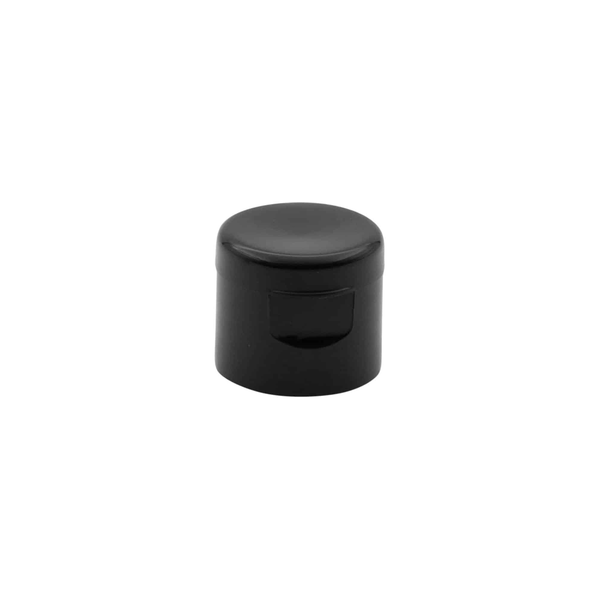 Hinged screw cap, PP plastic, black, for opening: GPI 20/410