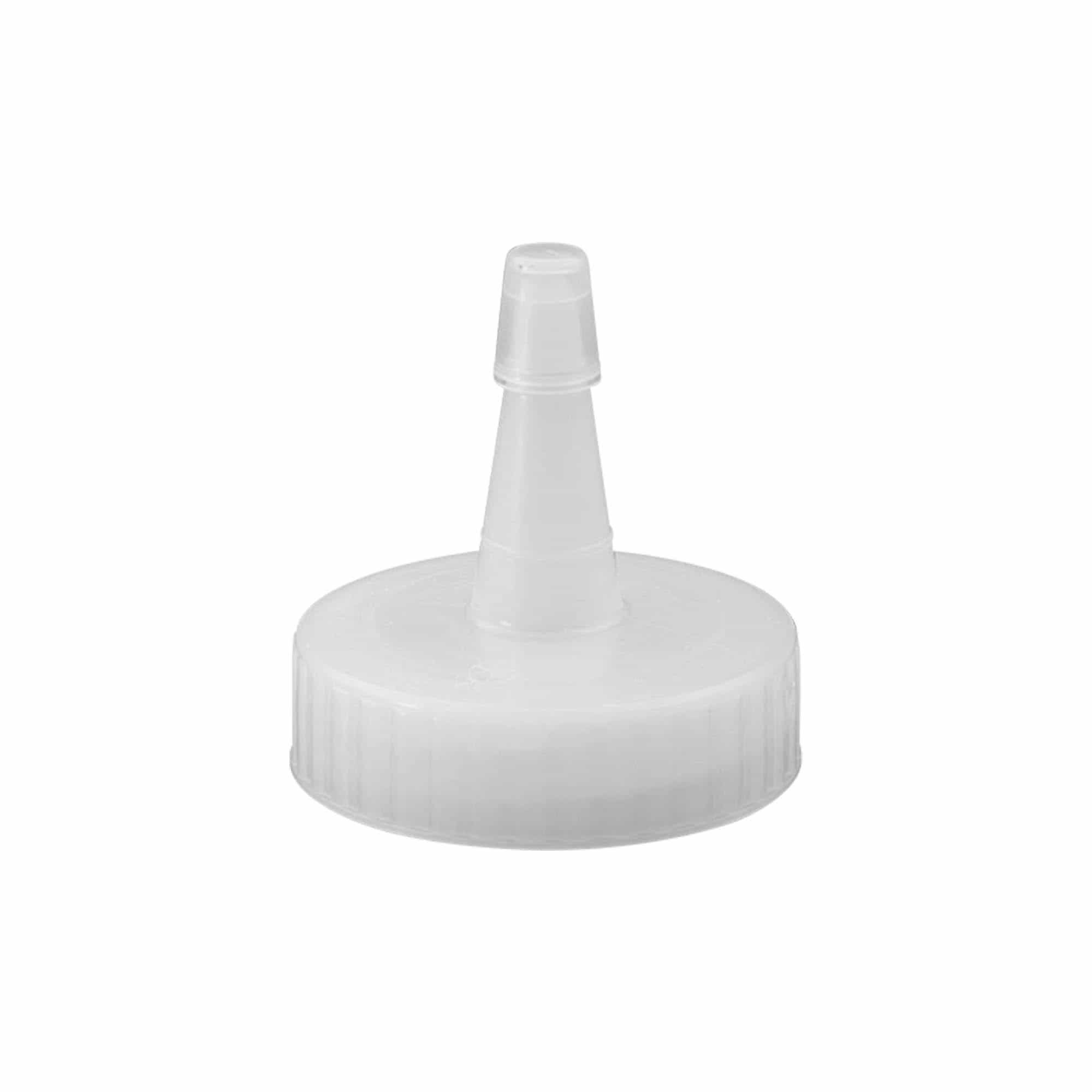 Screw cap with spray nozzle, PP plastic, white, for opening: GPI 38/400