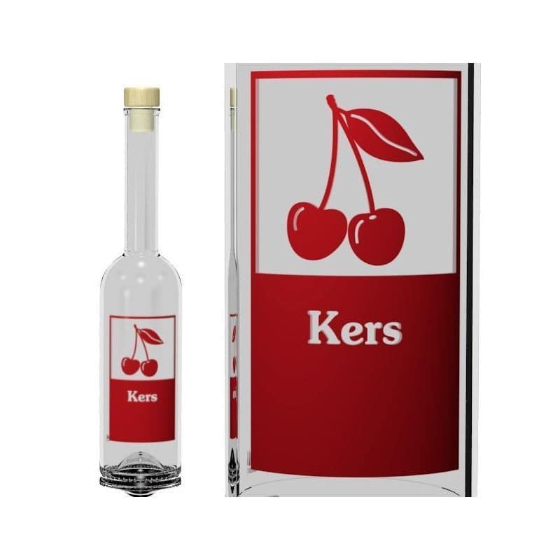 500 ml glass bottle 'Opera', print: Kers, closure: cork