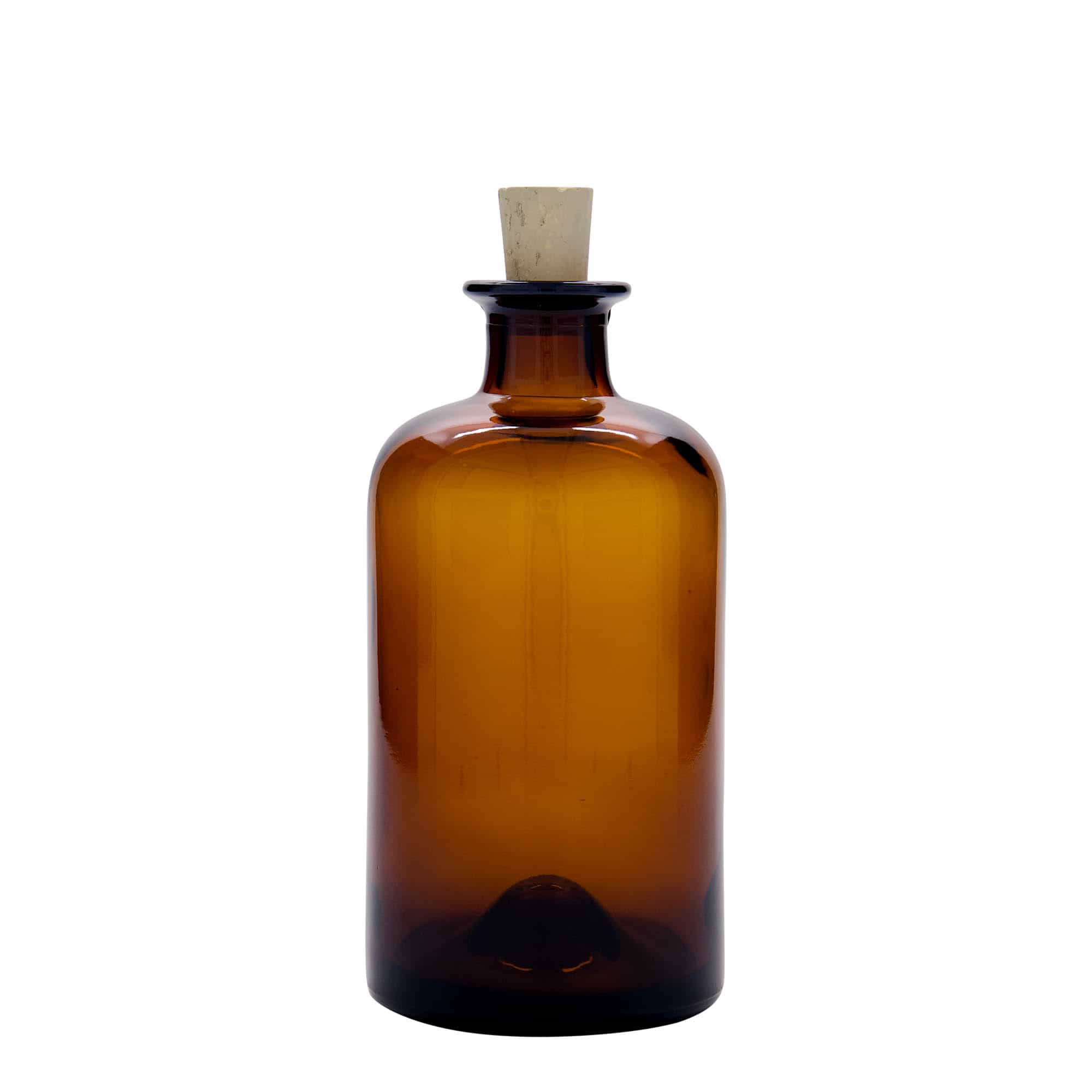 500 ml glass apothecary bottle, brown, closure: cork