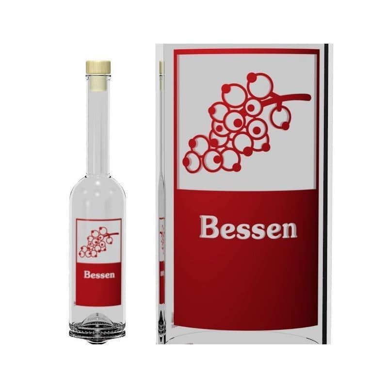 500 ml glass bottle 'Opera', print: Bessen, closure: cork