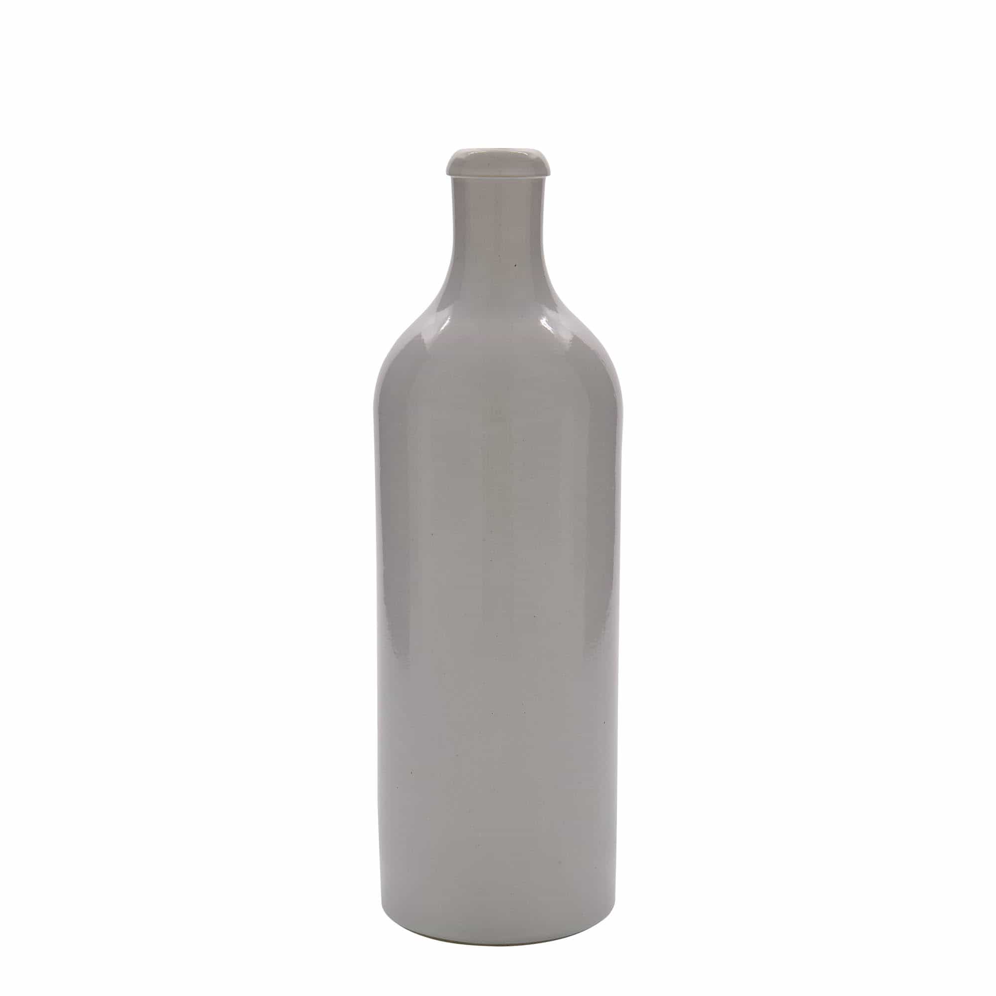 750 ml earthen jug, stoneware, white, closure: cork
