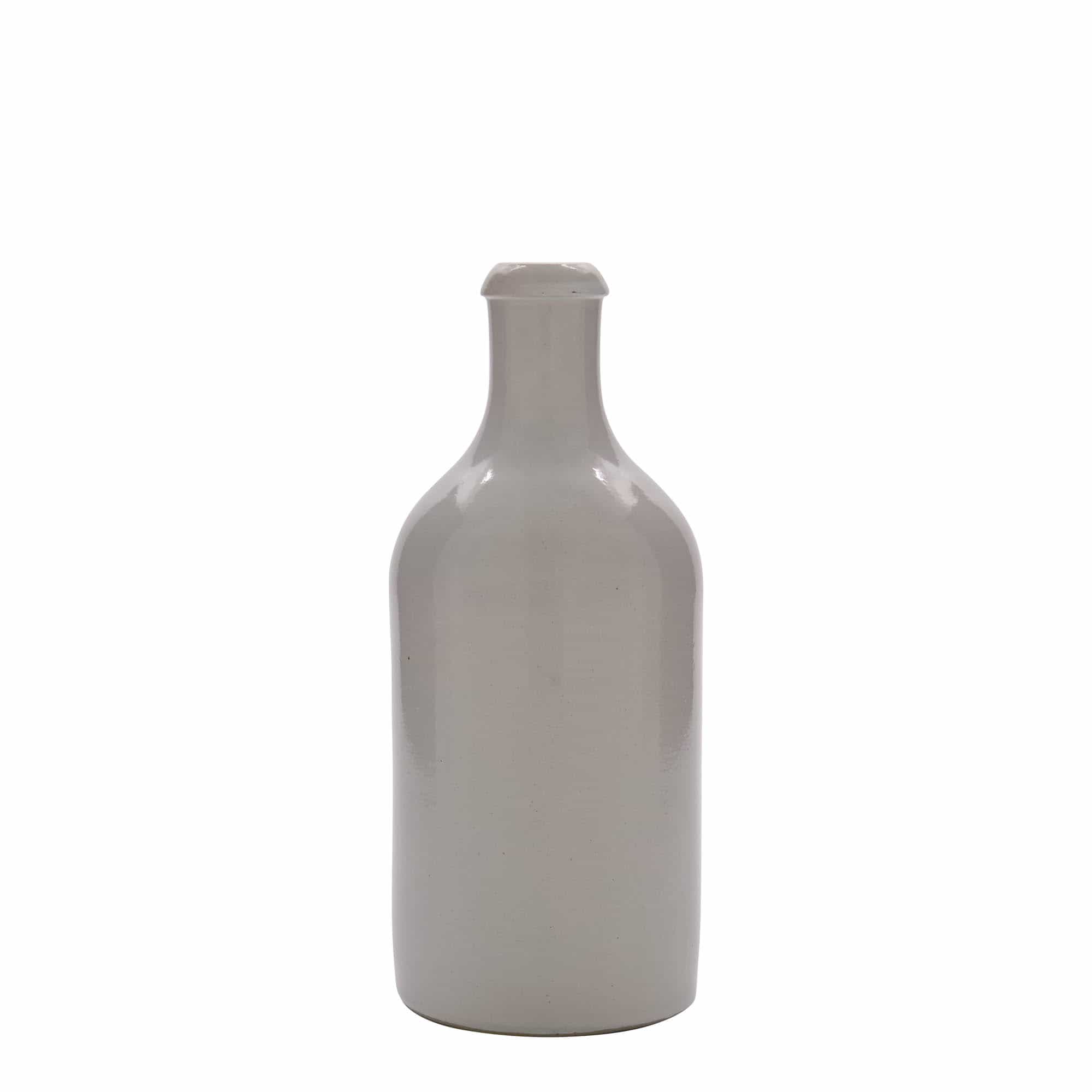 500 ml earthen jug, stoneware, white, closure: cork