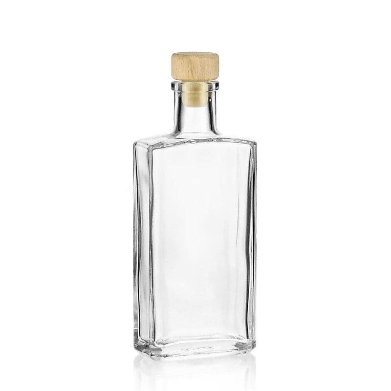 200 ml glass bottle 'Shiny', rectangular, closure: cork