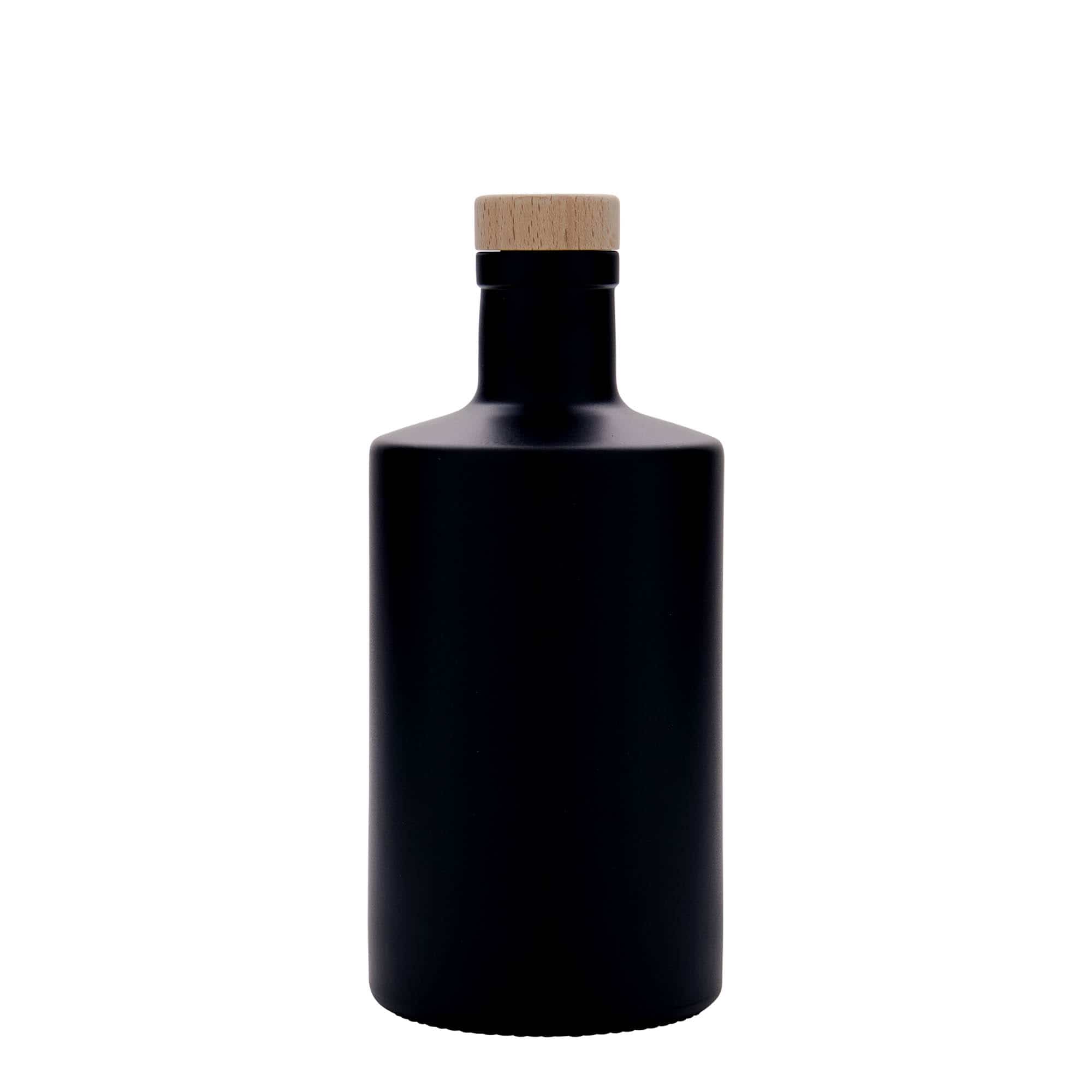500 ml glass bottle 'Caroline', black, closure: cork