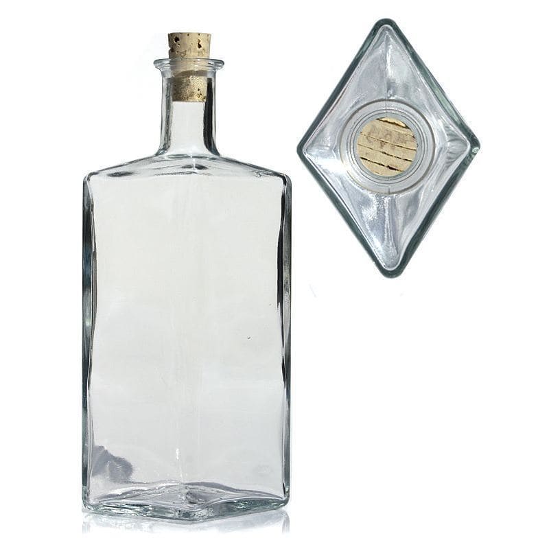 500 ml glass bottle 'Riva', diamond shaped, closure: cork