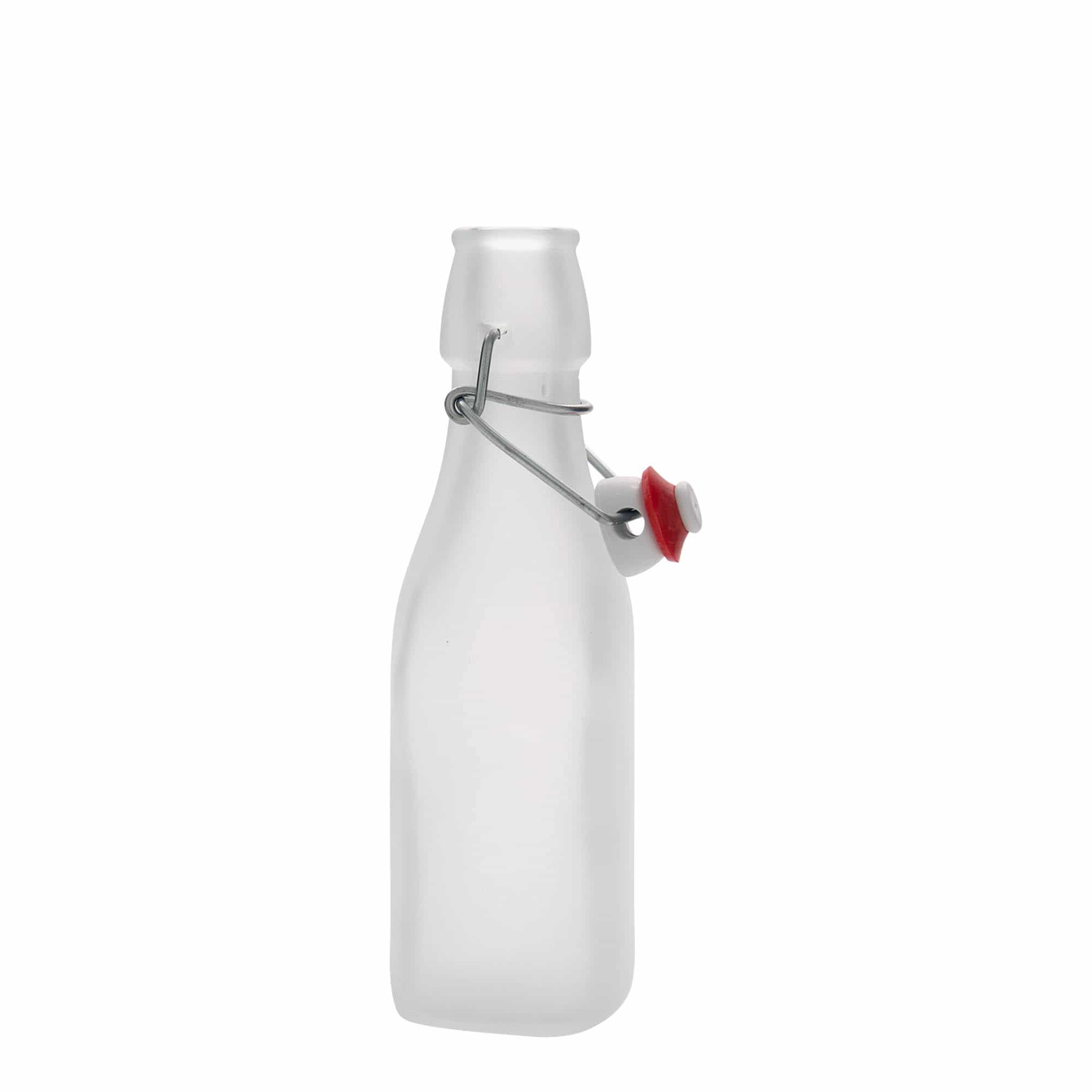 250 ml glass bottle 'Swing', square, white, closure: swing top