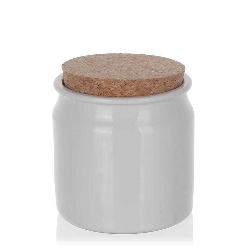 160 ml stoneware jar, ceramic, white, closure: cork