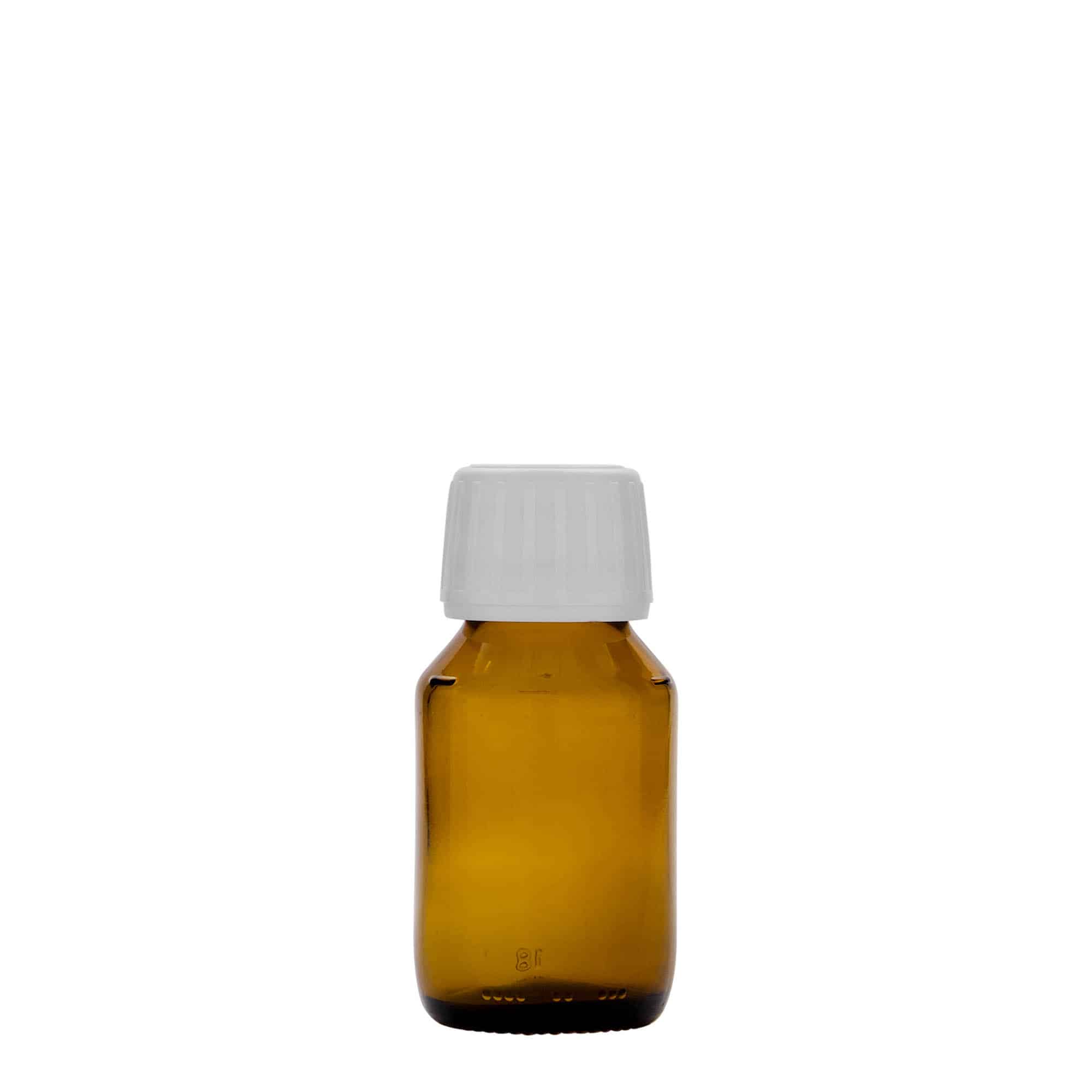 50 ml medicine bottle, brown, glass, closure: PP 28