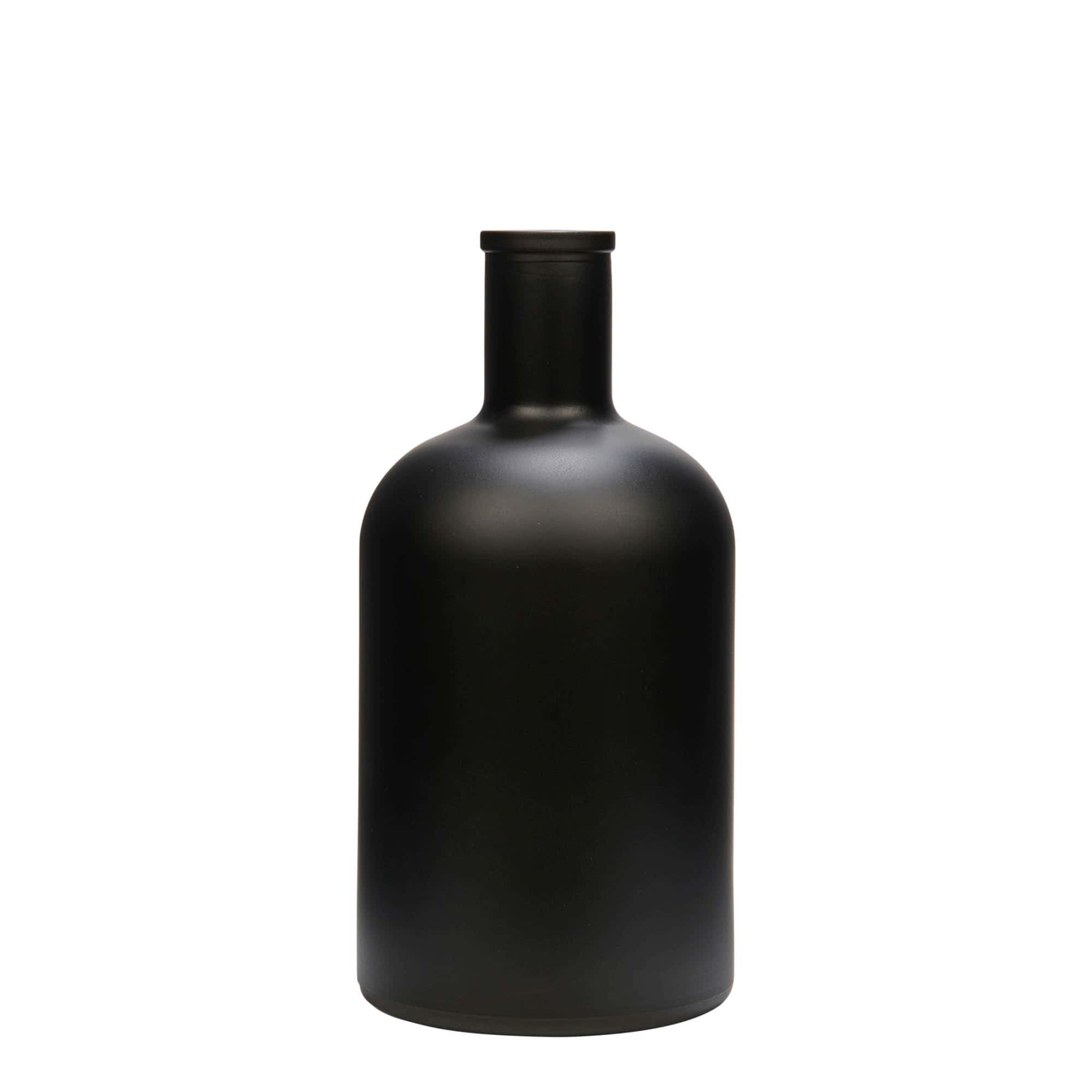 700 ml glass bottle 'Gerardino', black, closure: cork