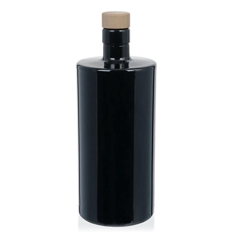 700 ml glass bottle 'Carla', black, closure: cork