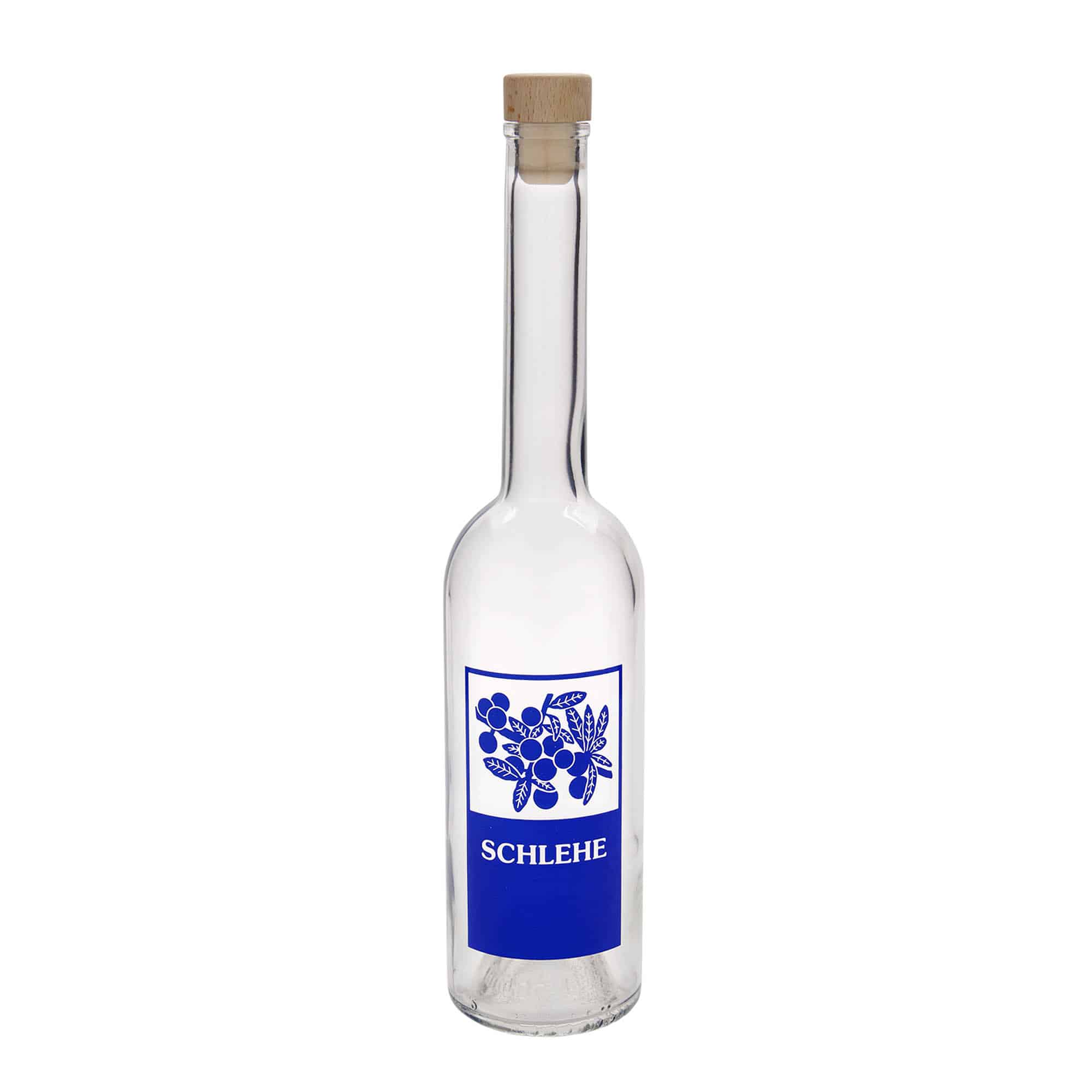 500 ml glass bottle 'Opera', print: “Schlehe”, closure: cork