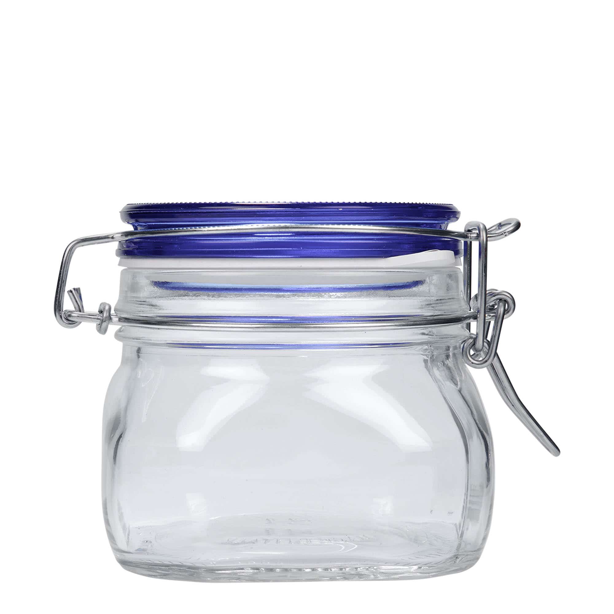 500 ml clip top jar 'Fido' Blue Top, square, closure: clip top