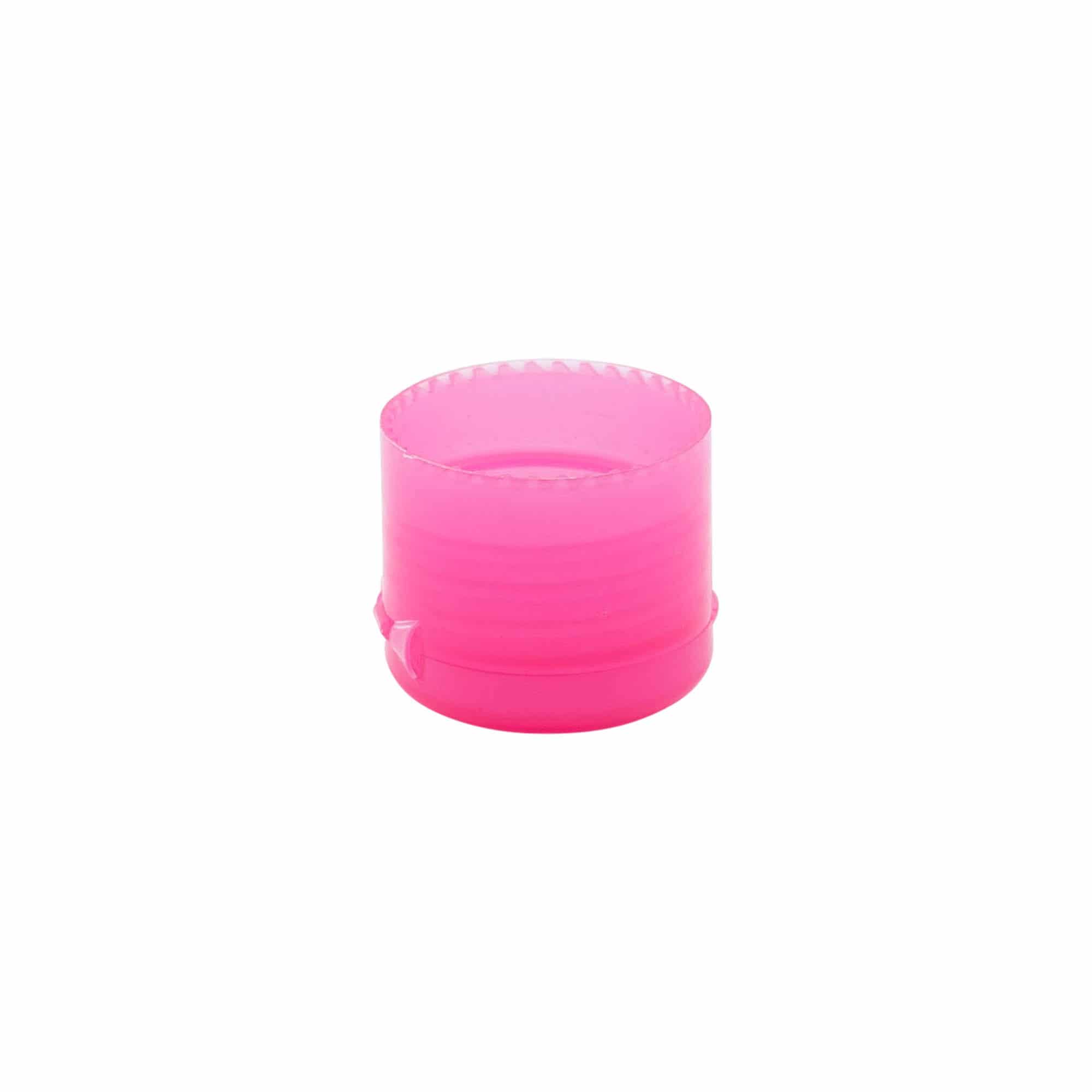 Hinged screw cap, PP plastic, pink, for opening: GPI 24/410