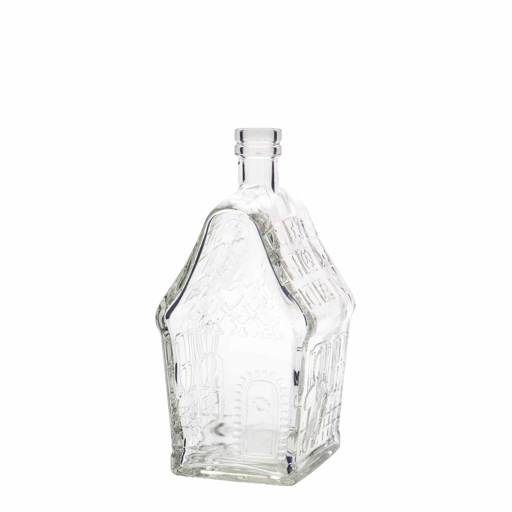 500 ml glass bottle 'Gingerbread House', rectangular, closure: cork