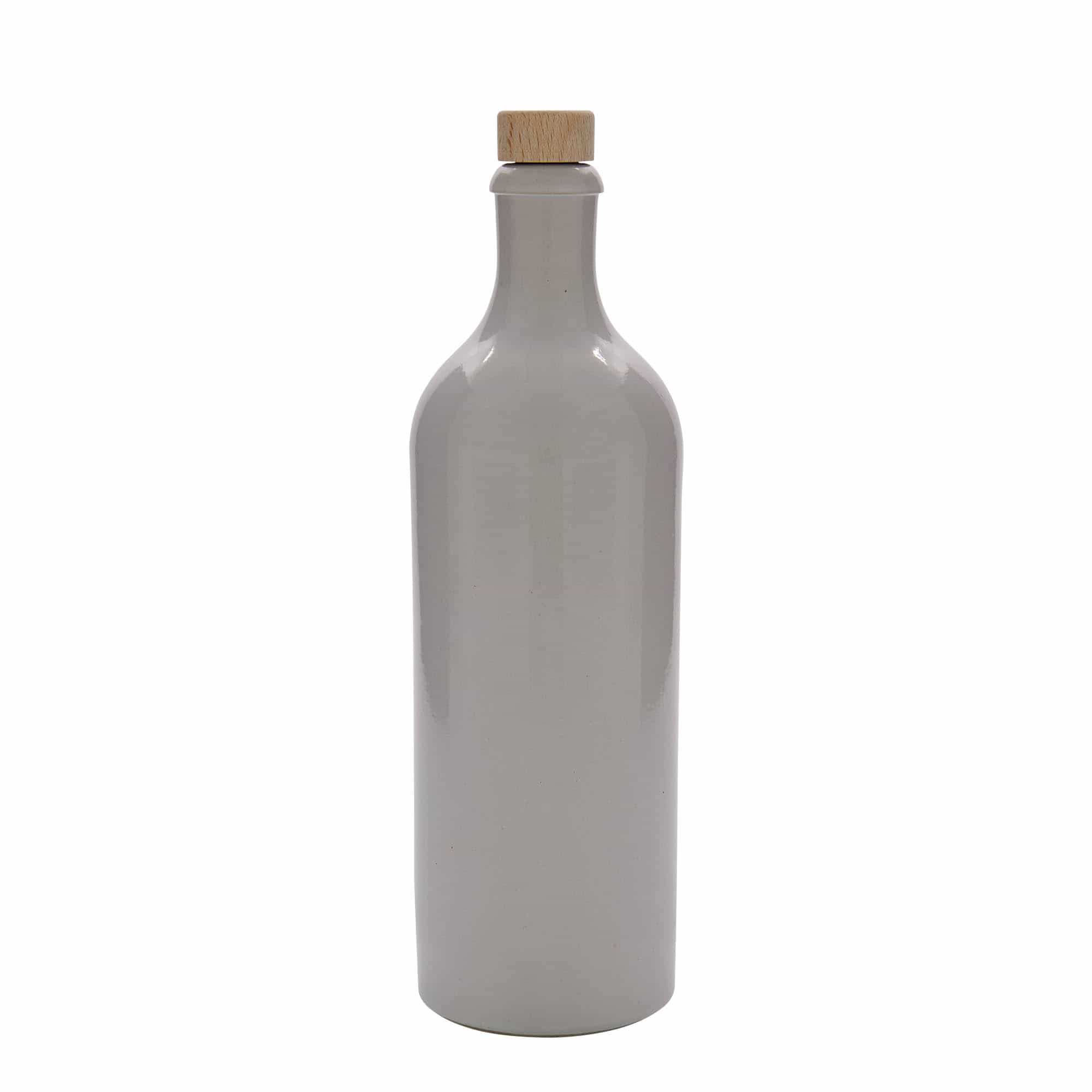 750 ml earthen jug, stoneware, white, closure: cork