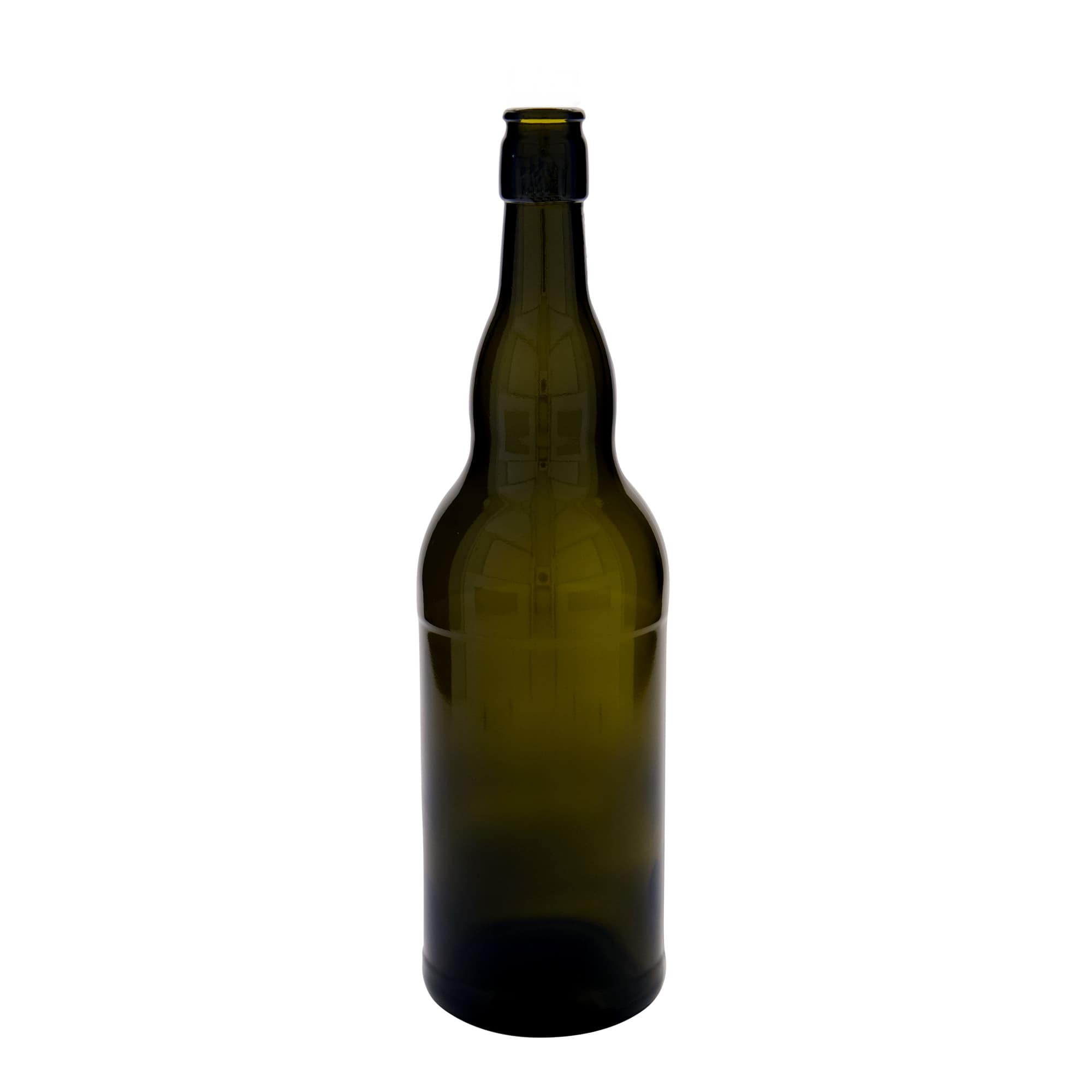 1,000 ml beer bottle Belgium, glass, antique green, closure: swing top