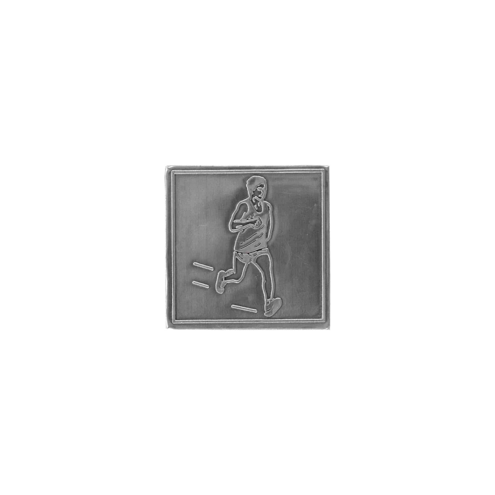 Pewter tag 'Jogger', square, metal, silver