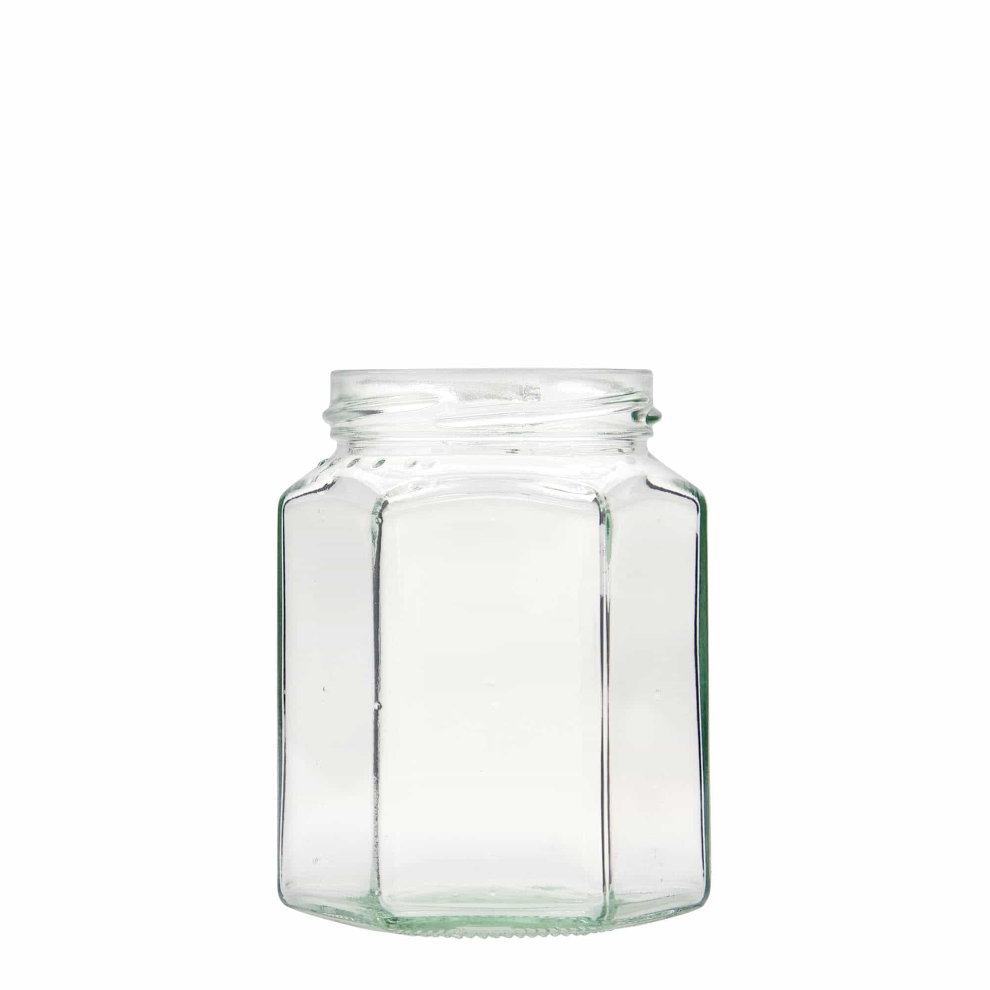 295 ml hexagonal jar, closure: twist off (TO 63)