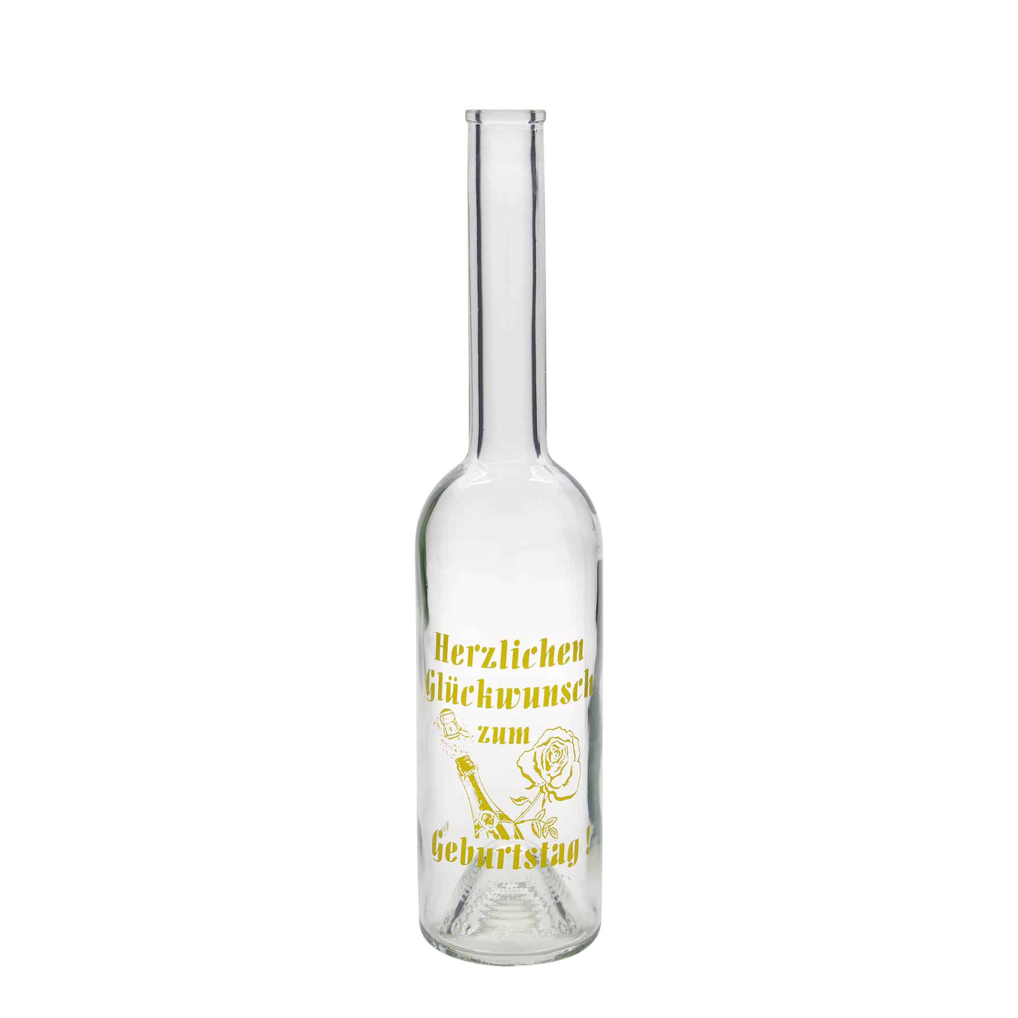 500 ml glass bottle 'Opera', print: birthday bottle, closure: cork