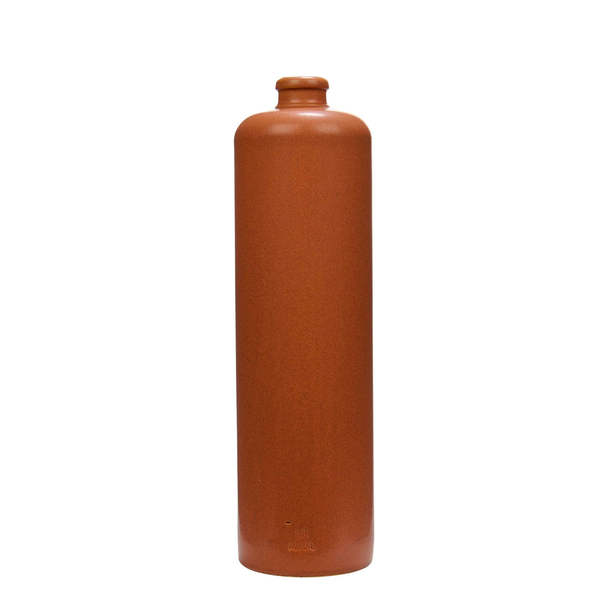 1,000 ml earthen jug, stoneware, red/brown, closure: cork