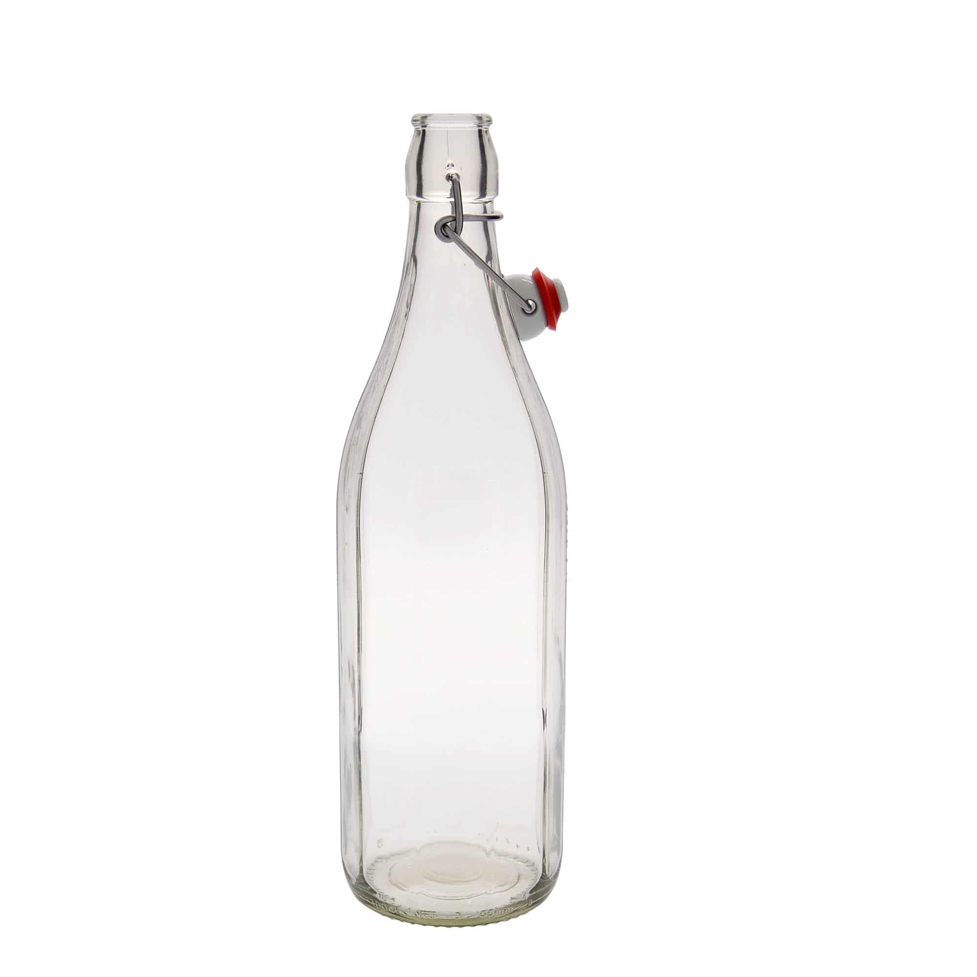 1,000 ml glass bottle 'Bravo', ten-sided, closure: swing top