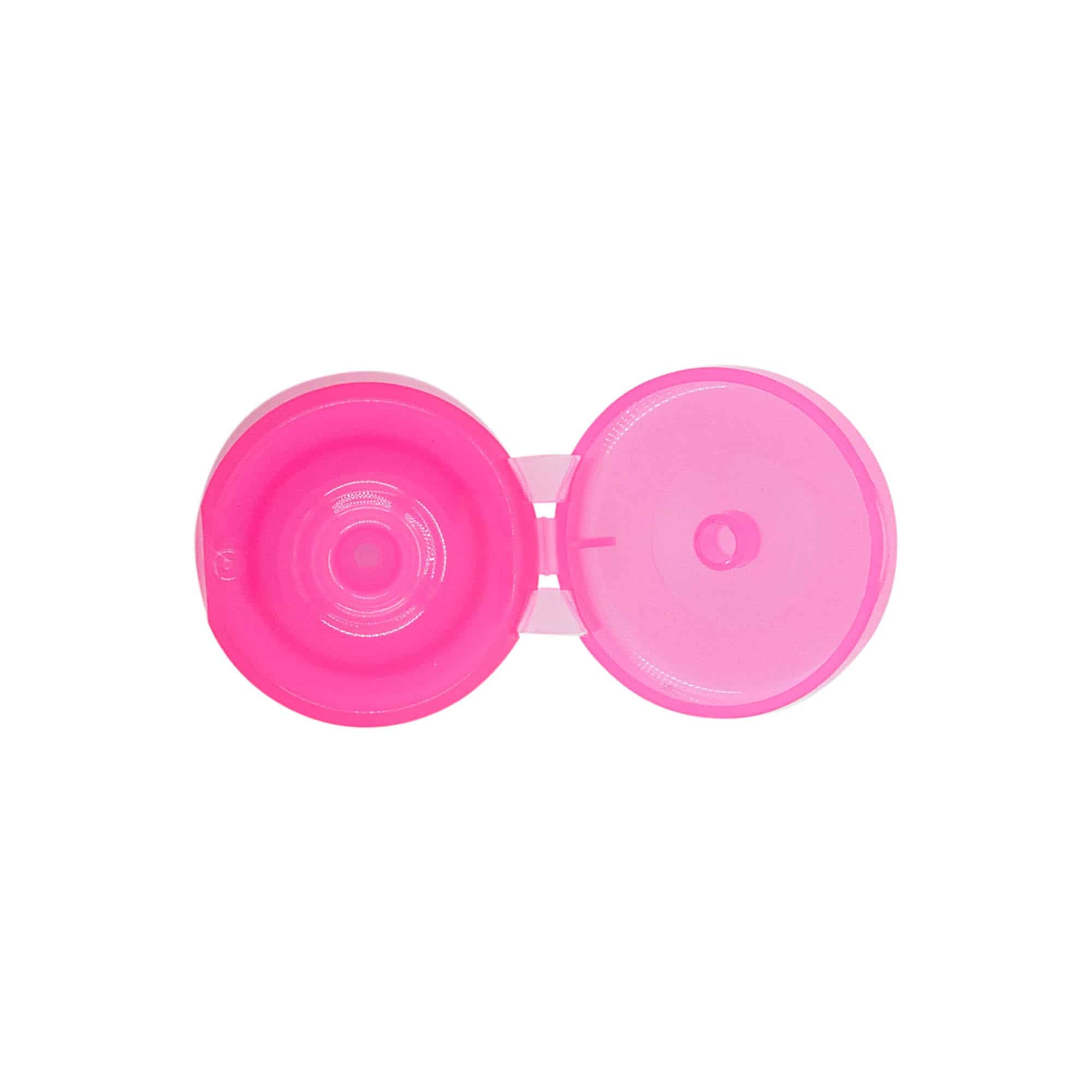 Hinged screw cap, PP plastic, pink, for opening: GPI 24/410