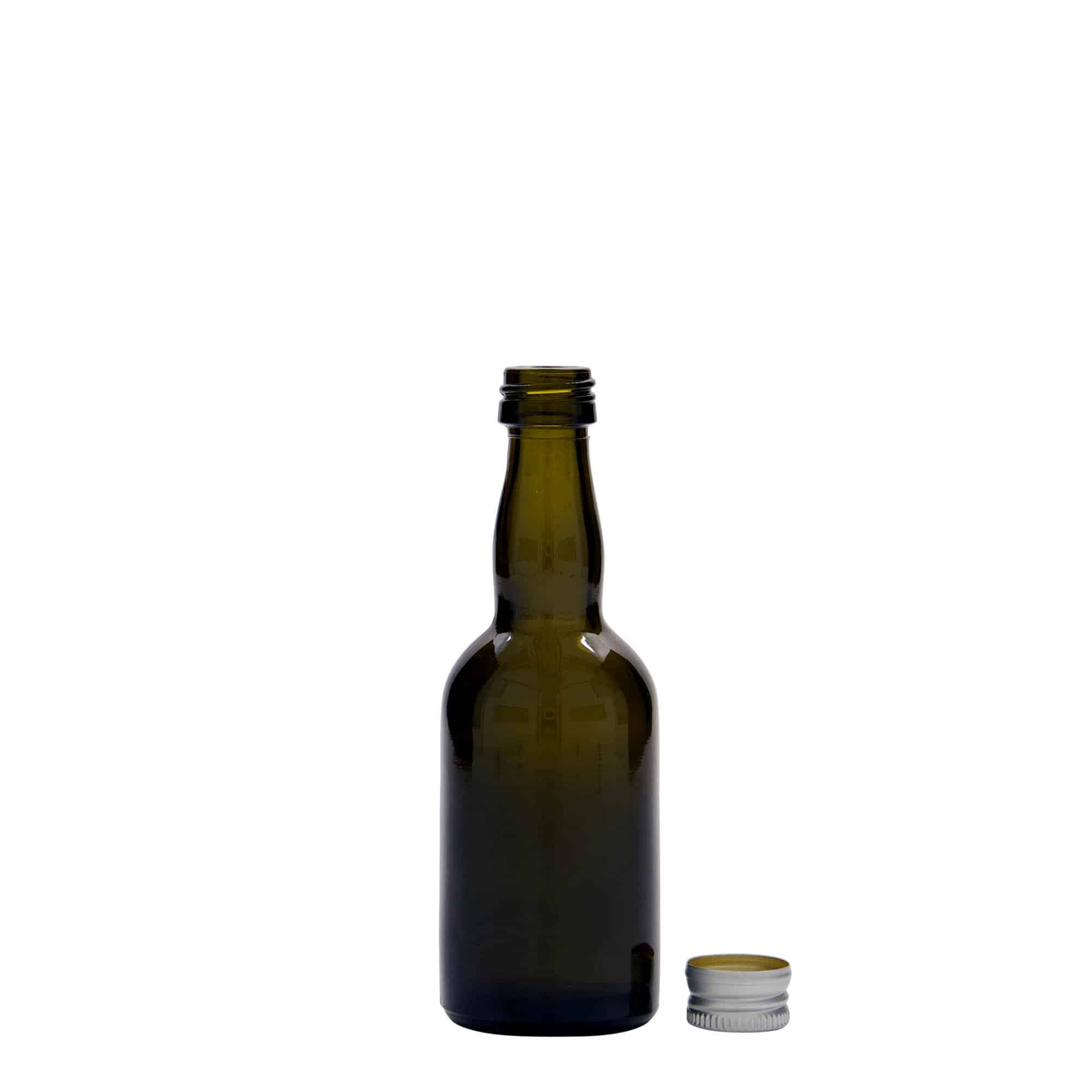 50 ml glass bottle 'Proba', antique green, closure: PP 18