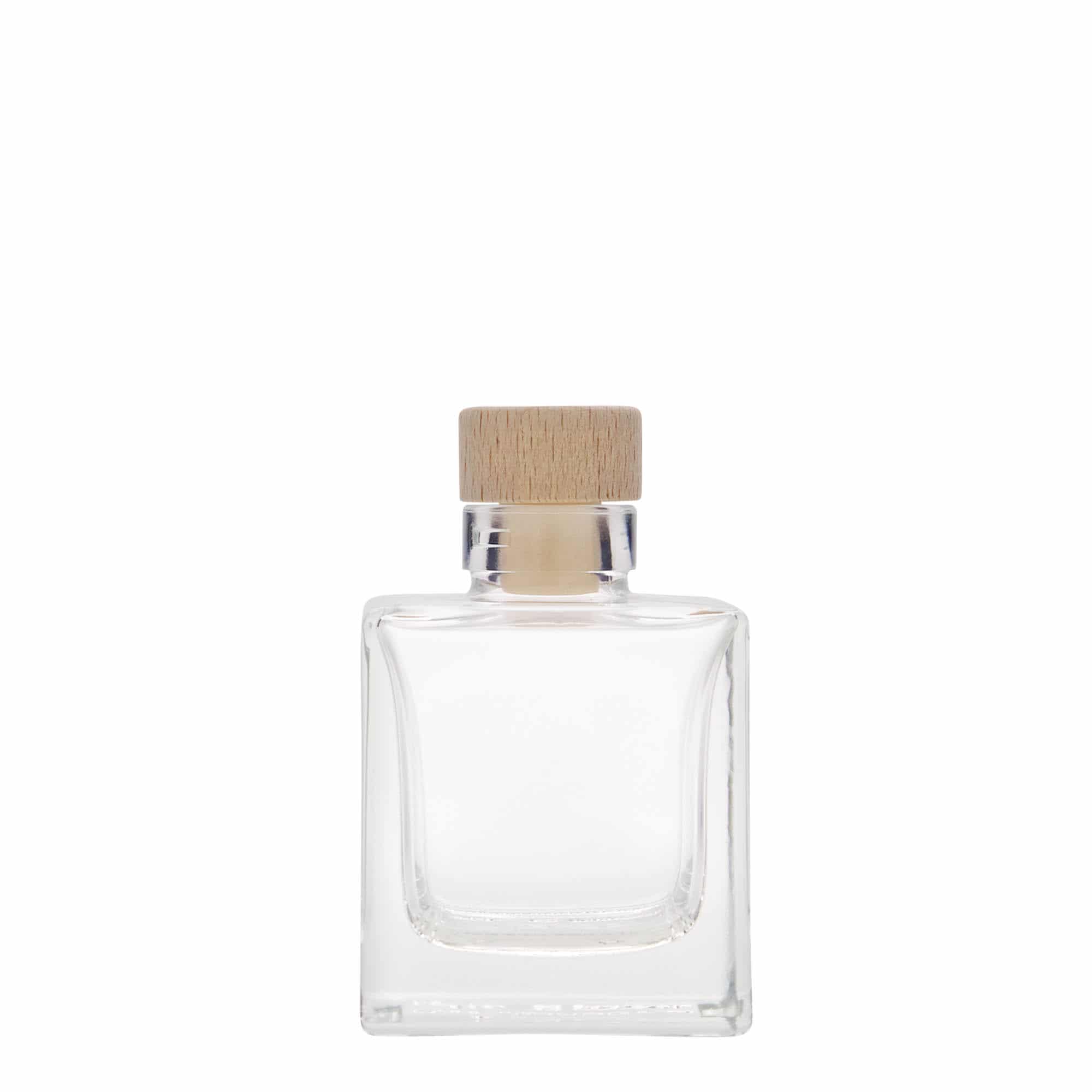 100 ml glass bottle 'Cube', square, closure: cork