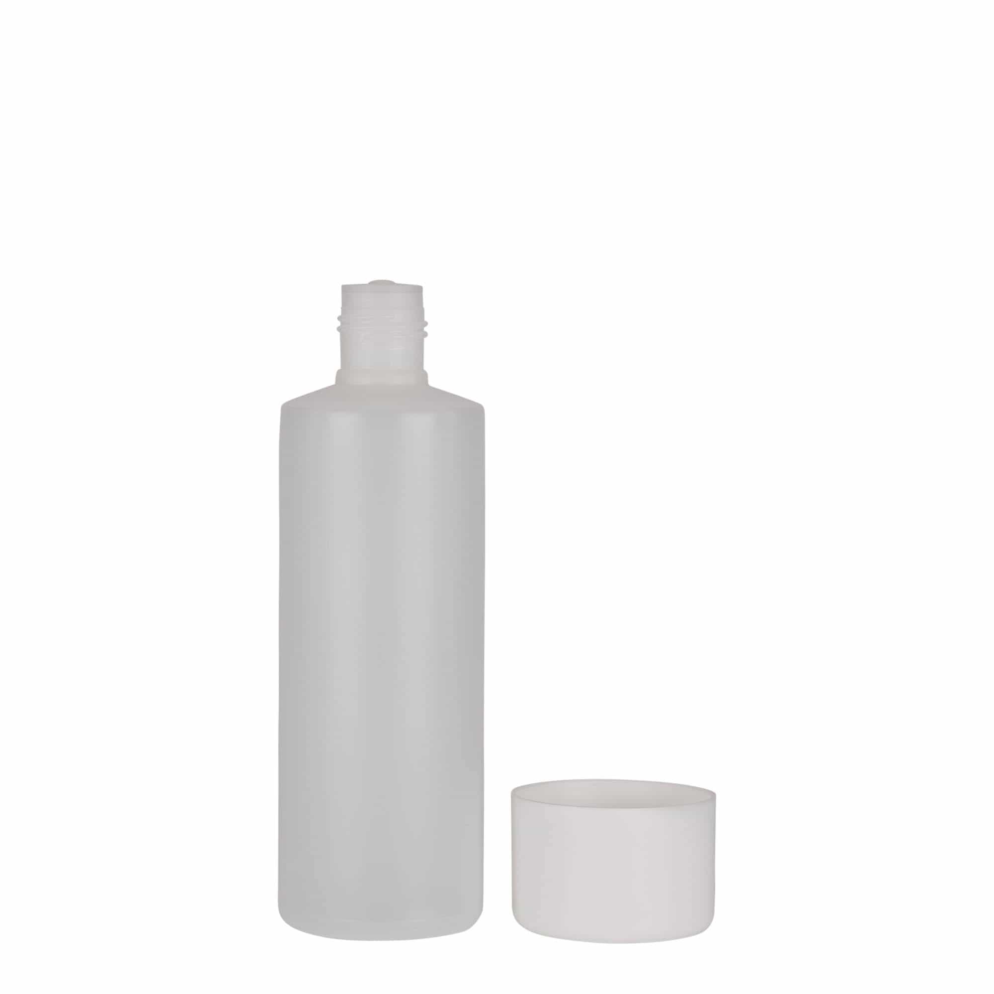 200 ml round bottle, PE plastic, natural, closure: screw cap