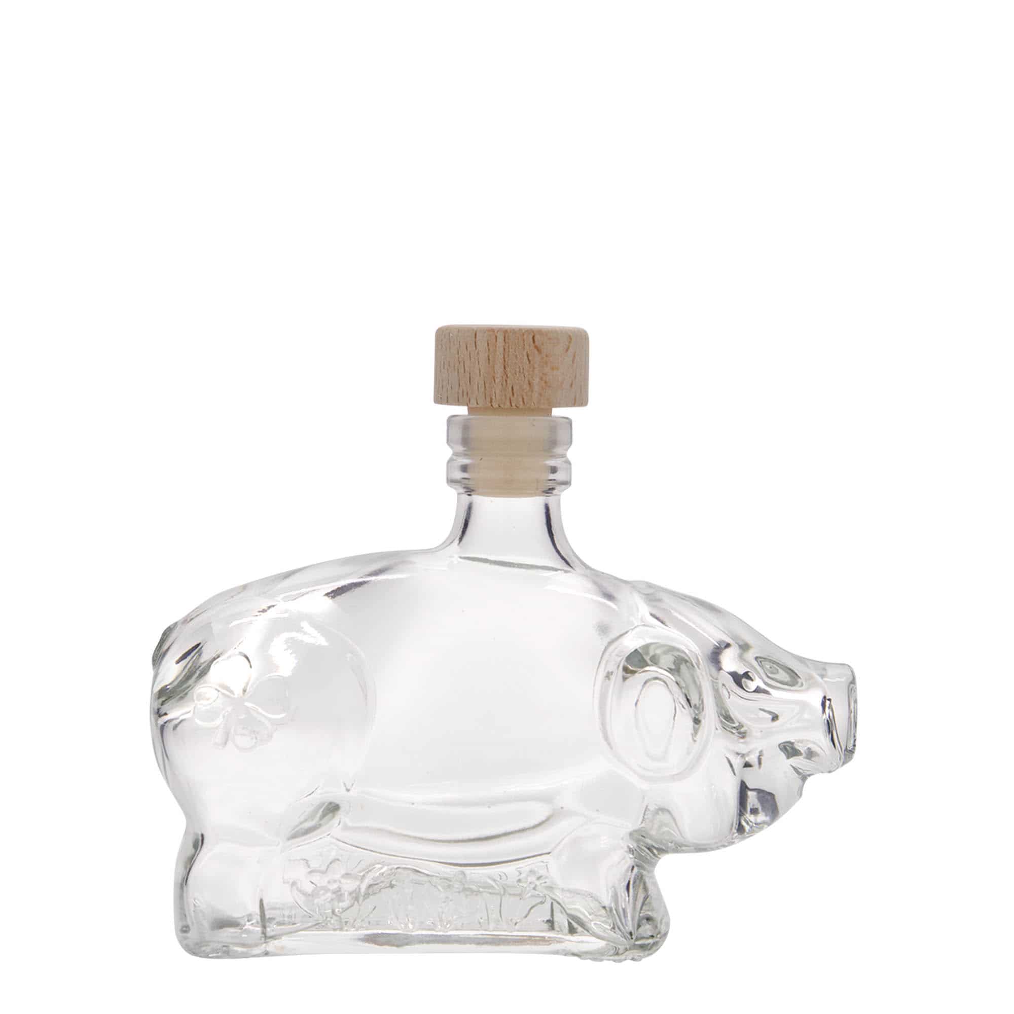 200 ml glass bottle 'Piglet', closure: cork