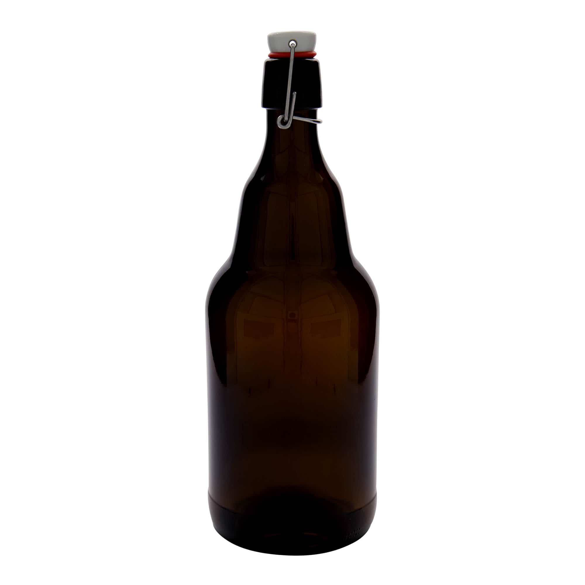 2,000 ml beer bottle, glass, brown, closure: swing top