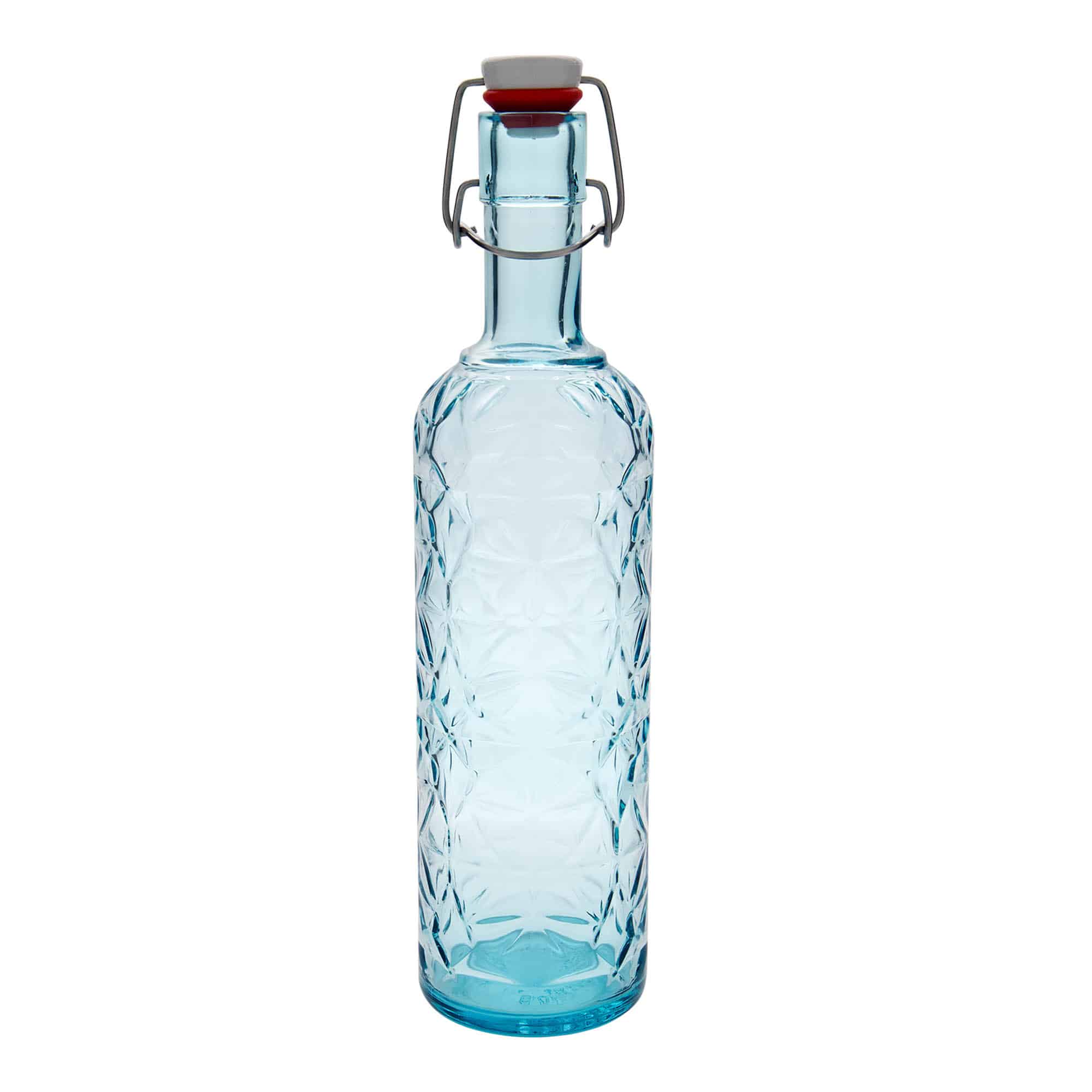 1,000 ml glass bottle 'Oriente', azure blue, closure: swing top