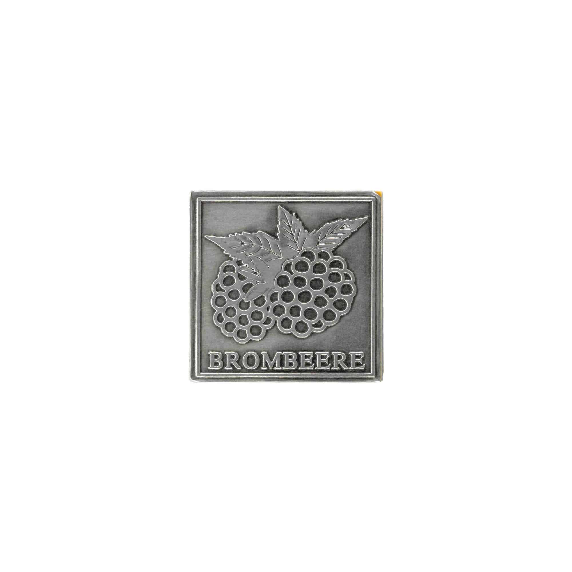 Pewter tag 'Blackberry', square, metal, silver