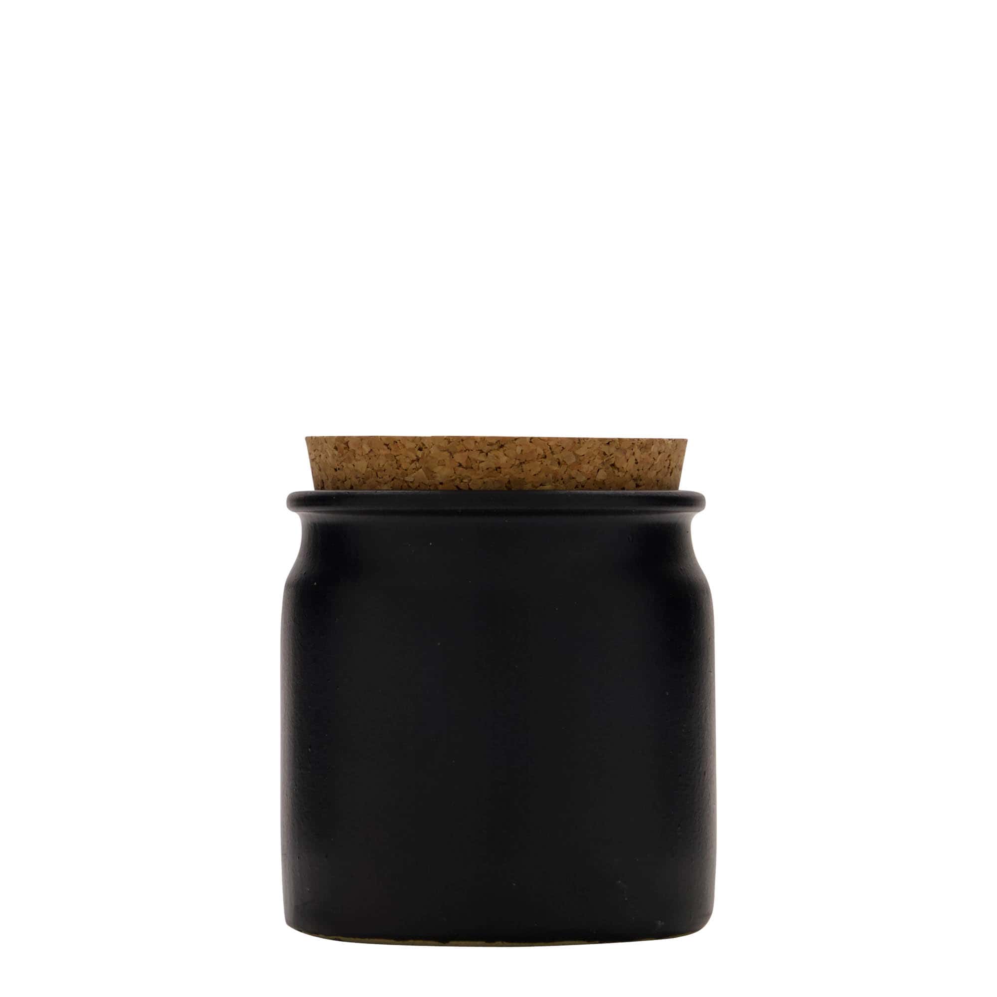 160 ml stoneware jar, ceramic, black, closure: cork