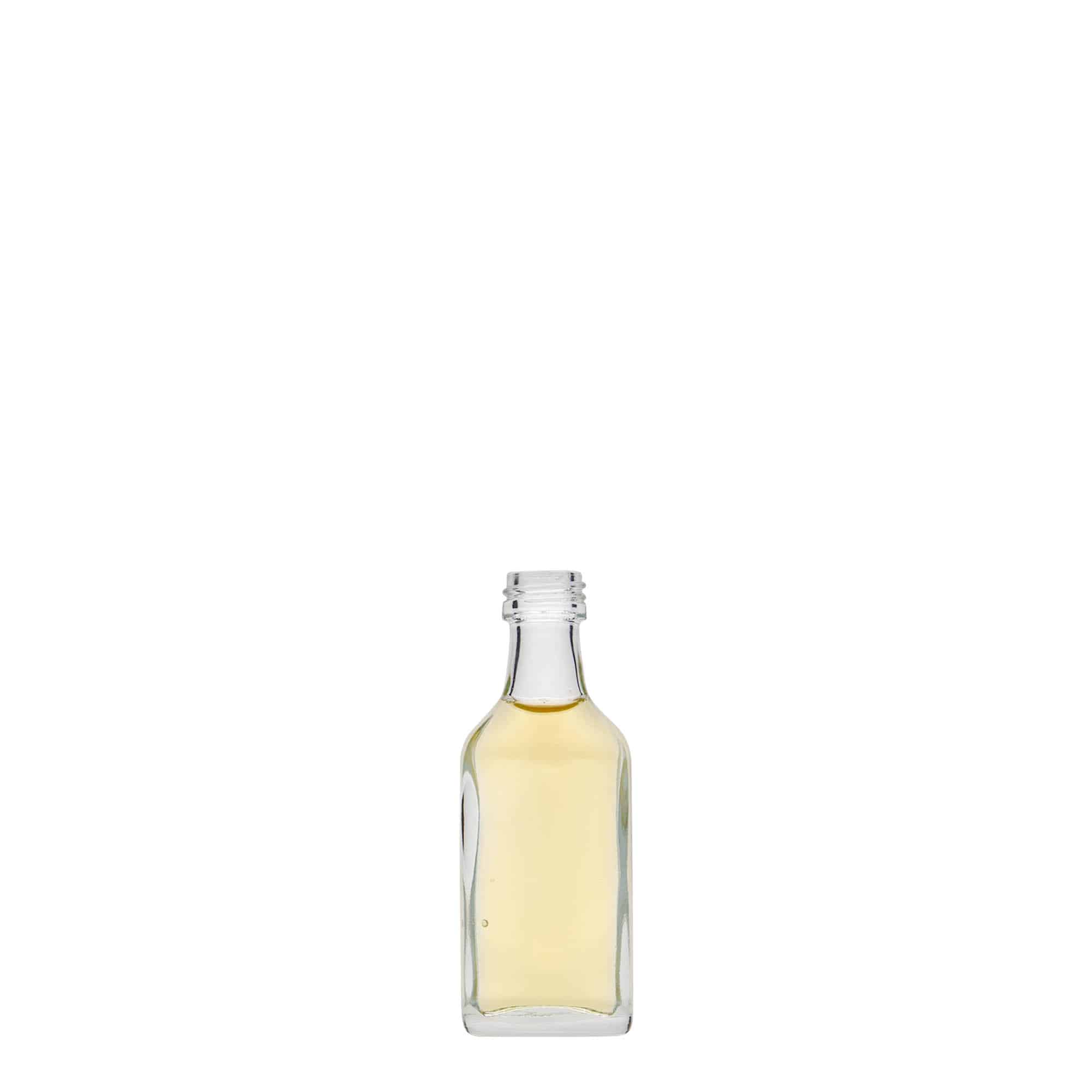 20 ml pocket flask bottle, rectangular, glass, closure: PP 18